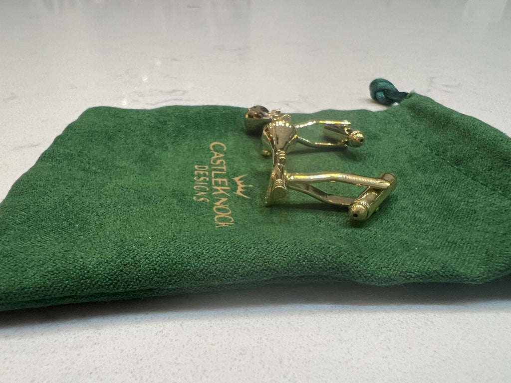 Gold Trumpet Cufflinks stylish and unique accessories for music lovers, perfect gift for musicians, jazz enthusiasts, and special occasions.