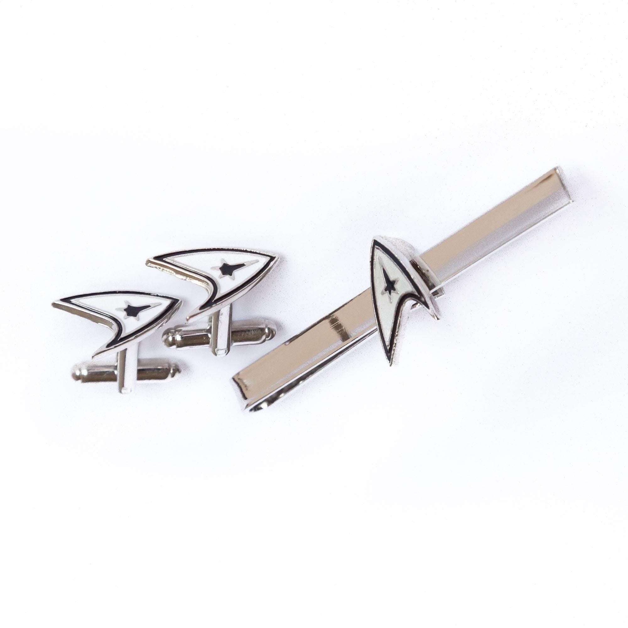 Star Trek Cufflinks & Tie Clip Star Trek Gift Trekkie Gift Star Fleet Symbol Star Fleet Cufflinks Gift for Nerdy Boyfriend Gift Star Trek