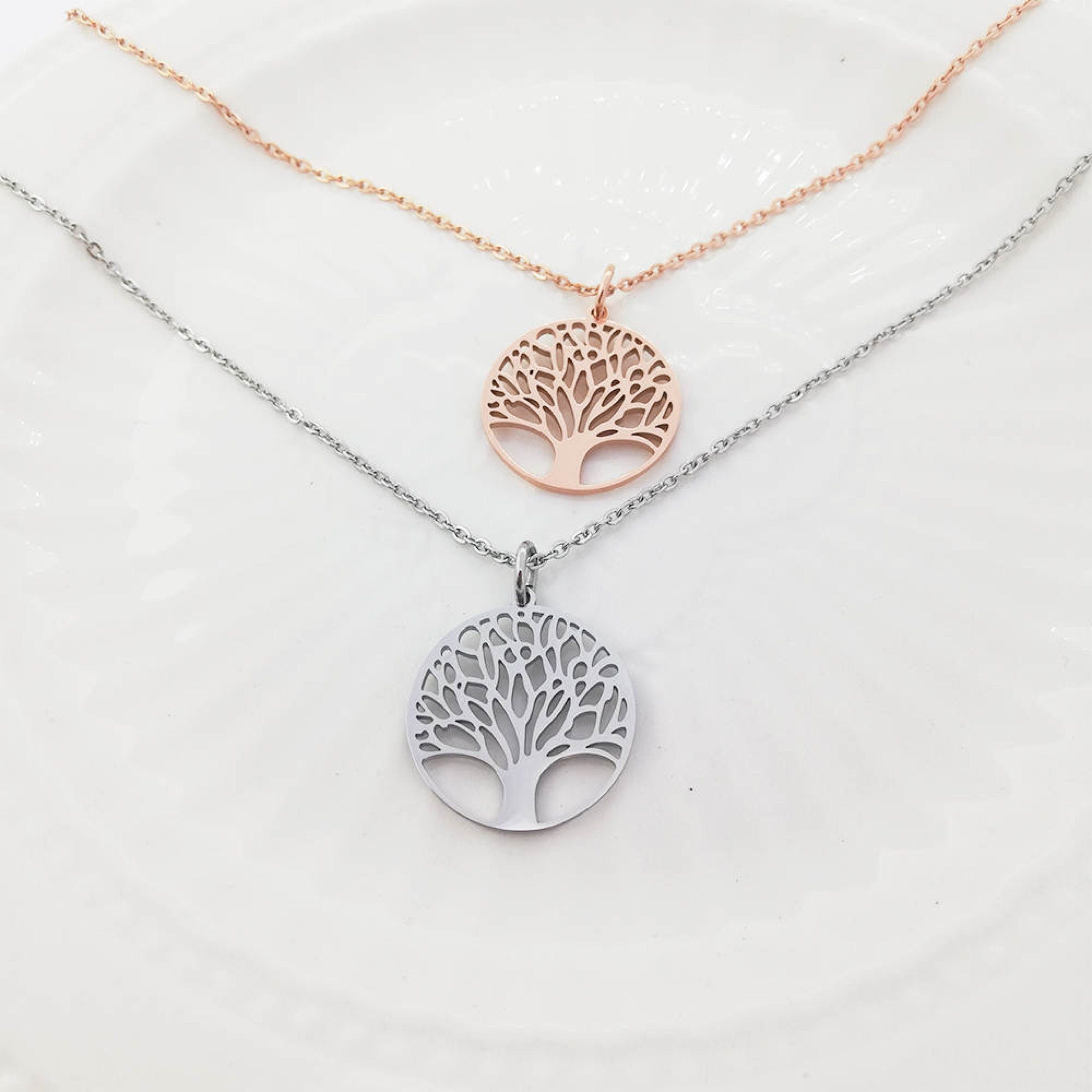 Tree of Life Rose Gold or Silver Plated Necklace Elegant Pendant Jewelry Unique Gift for Nature Lovers Stylish and Meaningful Accessory