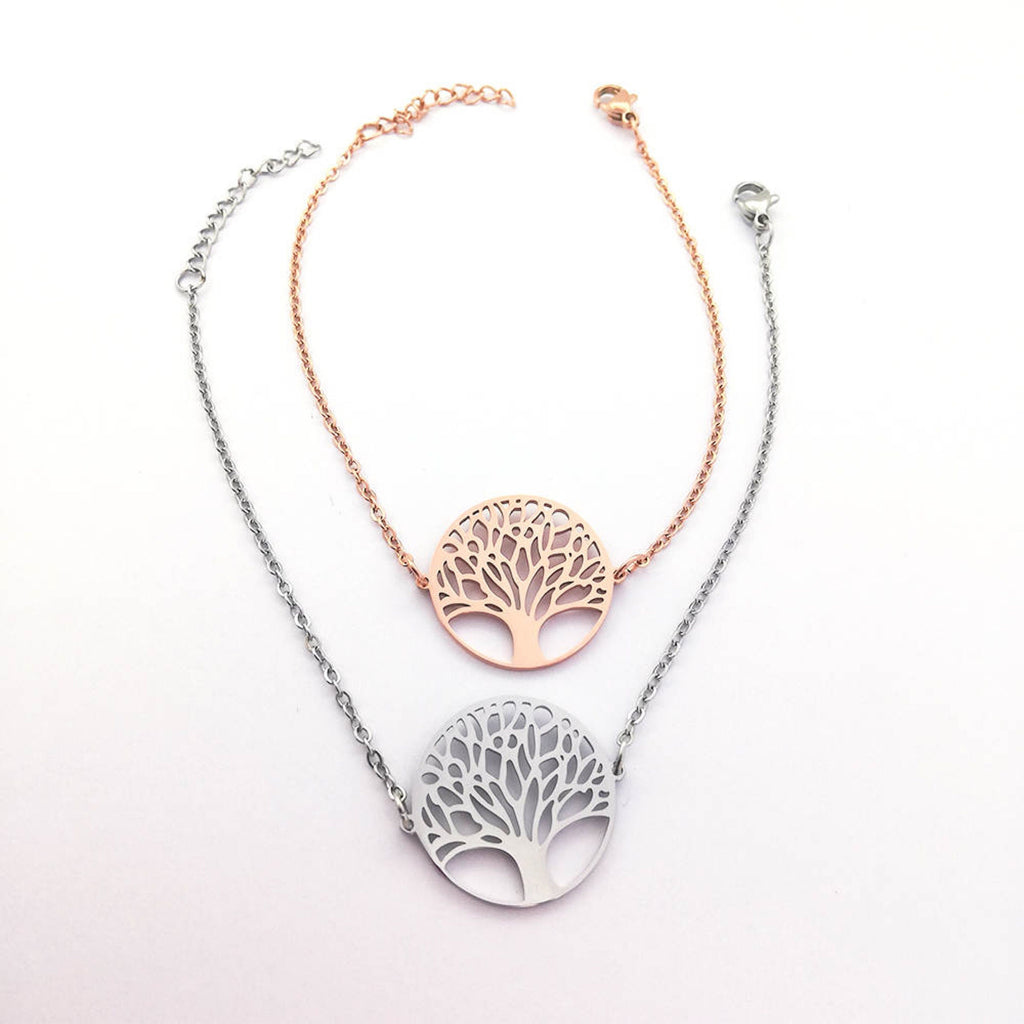Tree of Life Bracelet in Rose Gold or Silver Plated Elegant Boho Jewelry Gift Adjustable Charm Bracelet Handmade with Love Spiritual Gift