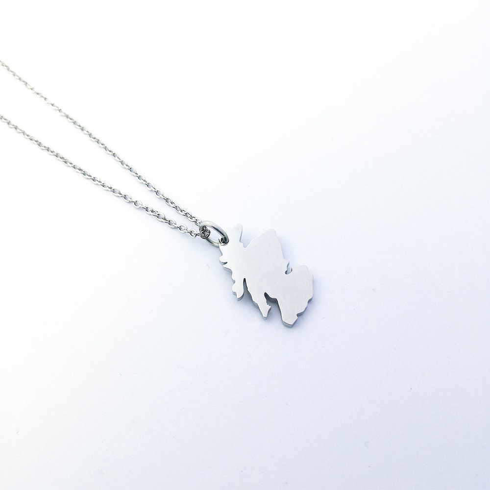 Scottish Map Silver Necklace Scotland Pendant Jewelry Minimalist Silver Scotland Necklace Celtic Scottish Jewelry Travel Gift for Her or Him