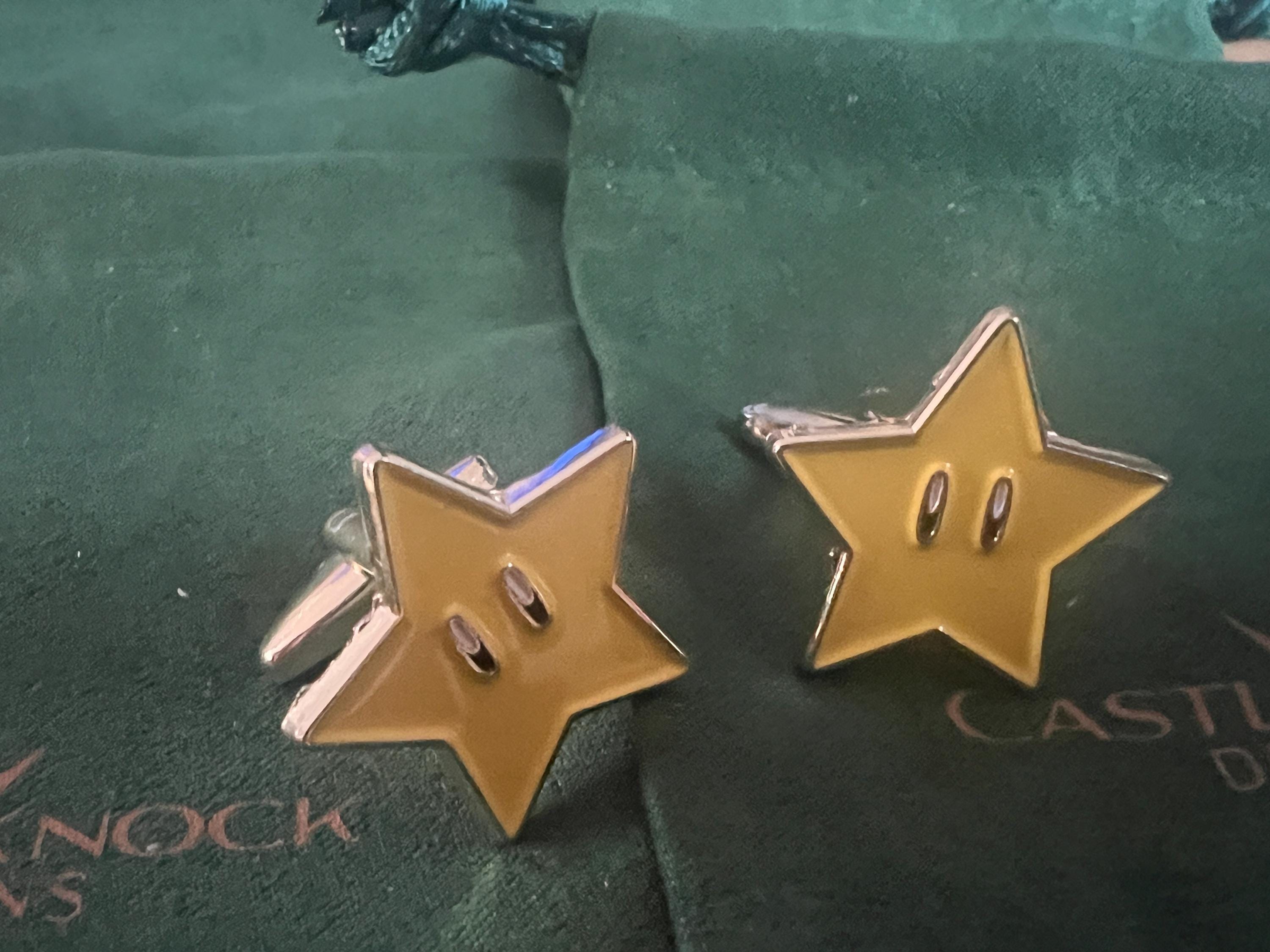 Super Star Cufflinks Retro Gaming Accessories Handcrafted Unique Gift for Gamers Geeky Wedding Jewelry Perfect for Mario Fans and Collectors