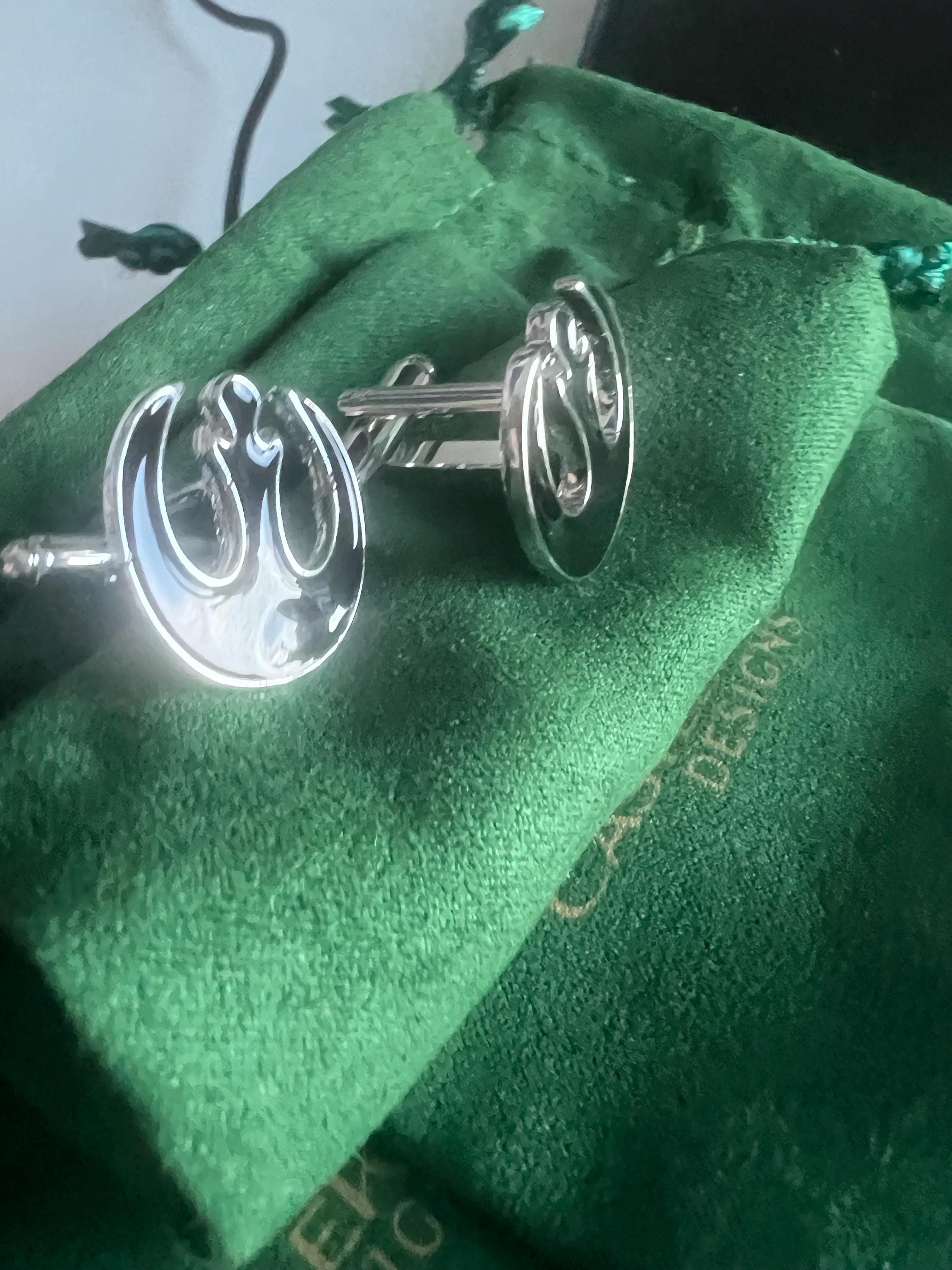 Rebel Alliance Cufflinks Black Star Wars Inspired Mens Jewelry Galactic Rebel Accessories Sci Fi Gift for Him Wedding Groom Gift Unique