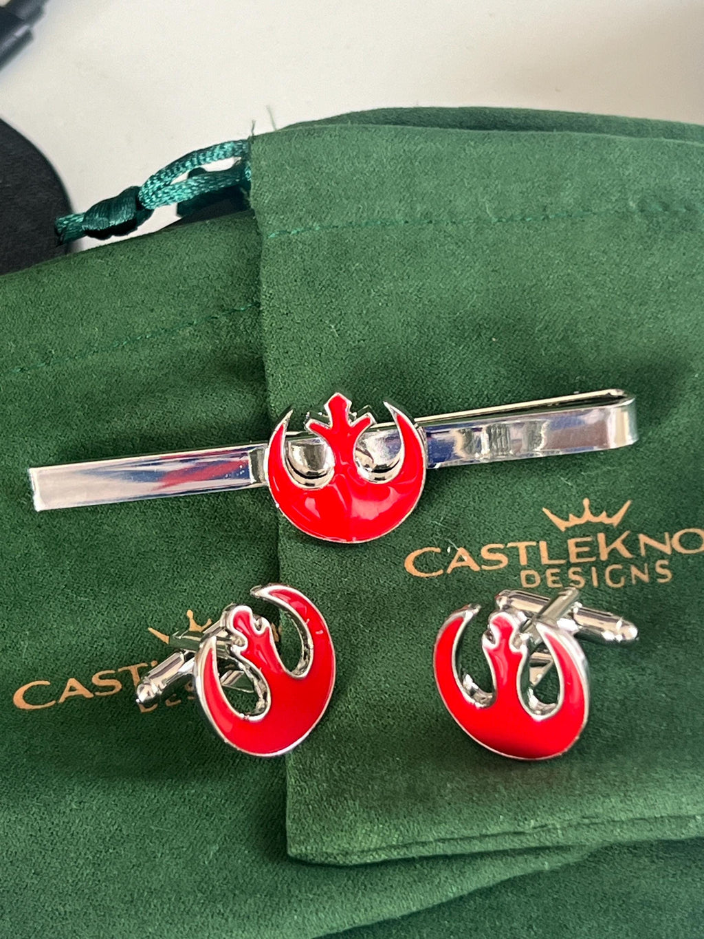 Rebel Alliance Cufflinks Tie Clip Set Star Wars Wedding Gift for Him Groomsmen Jewelry Geeky Groom Accessories Nerdy Star Wars Cosplay Gift