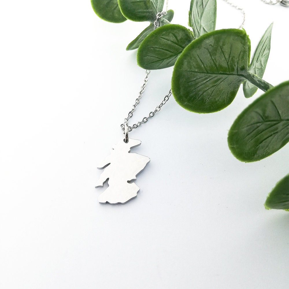 Scottish Map Silver Necklace Scotland Pendant Jewelry Minimalist Silver Scotland Necklace Celtic Scottish Jewelry Travel Gift for Her or Him