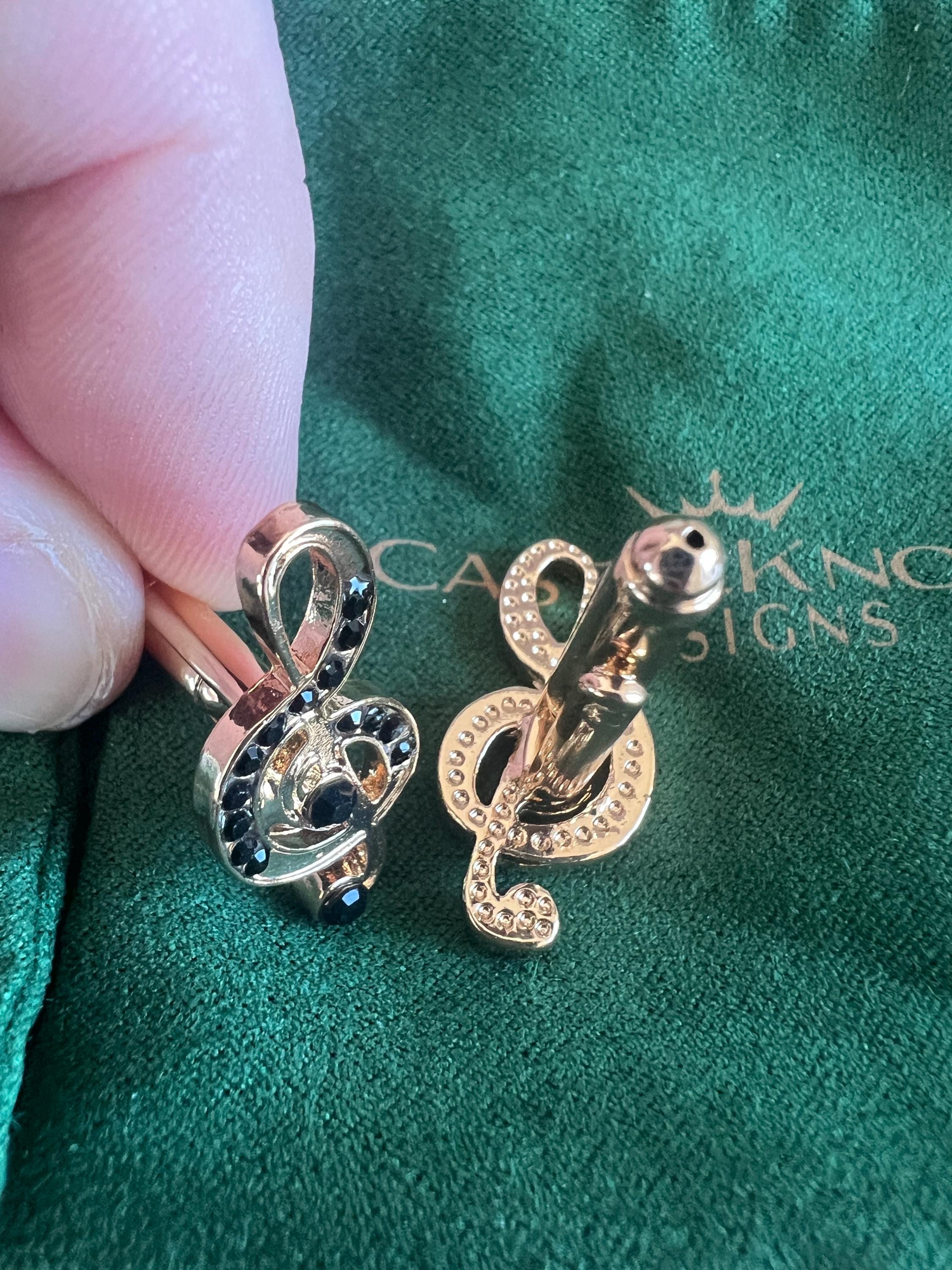 Music Symbol Cufflinks Gold & Black Musical Note Accessories Musicians Handmade Gift Stylish Music-Themed Cufflinks Perfect for Music Lovers