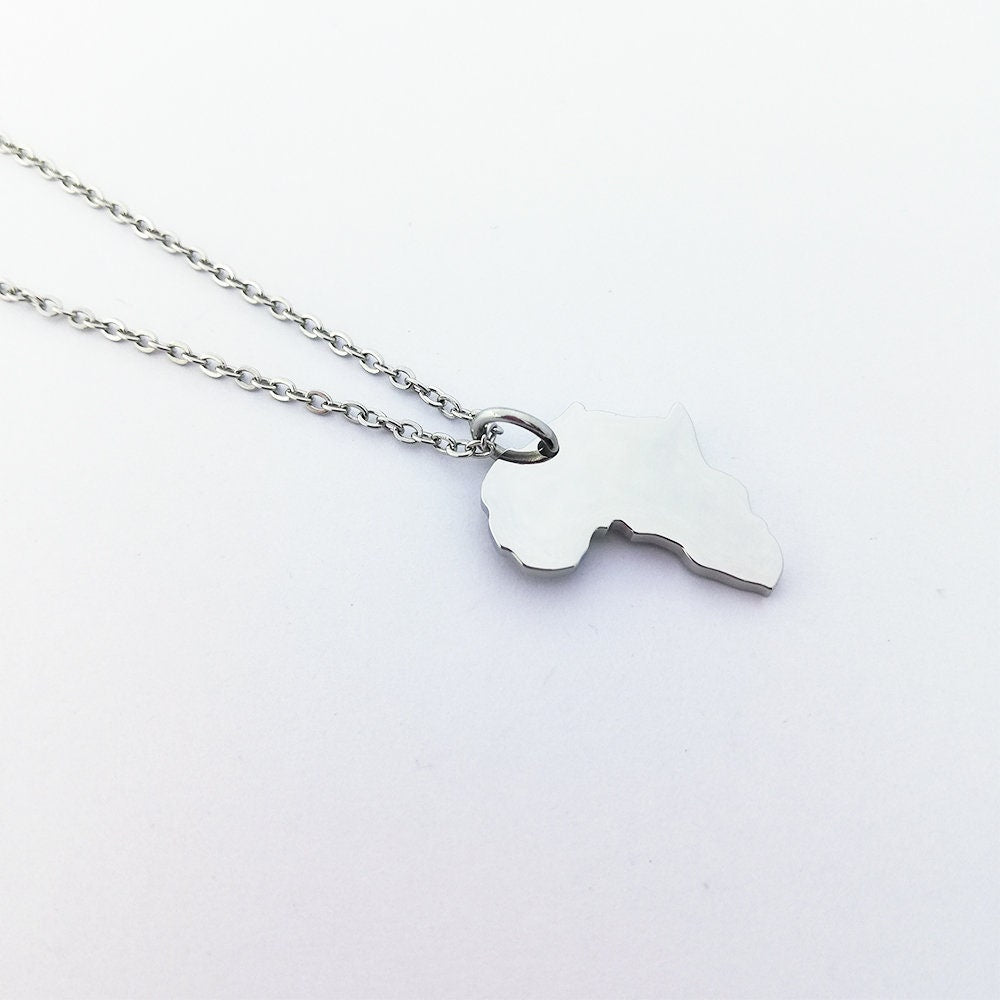 Africa Map Silver Necklace African Continent Pendant Jewelry Minimalist Silver Africa Necklace Ethnic African Necklace Travel Gift for Her