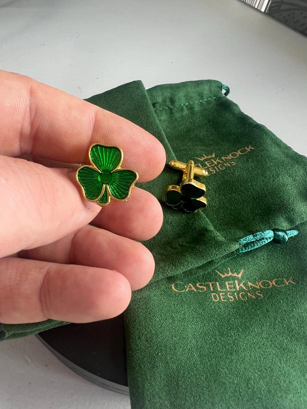 Shamrock Cufflinks Unique Irish Gift for Men Lucky Clover Accessories St. Patrick's Day Jewelry Perfect for Weddings or Formal Events