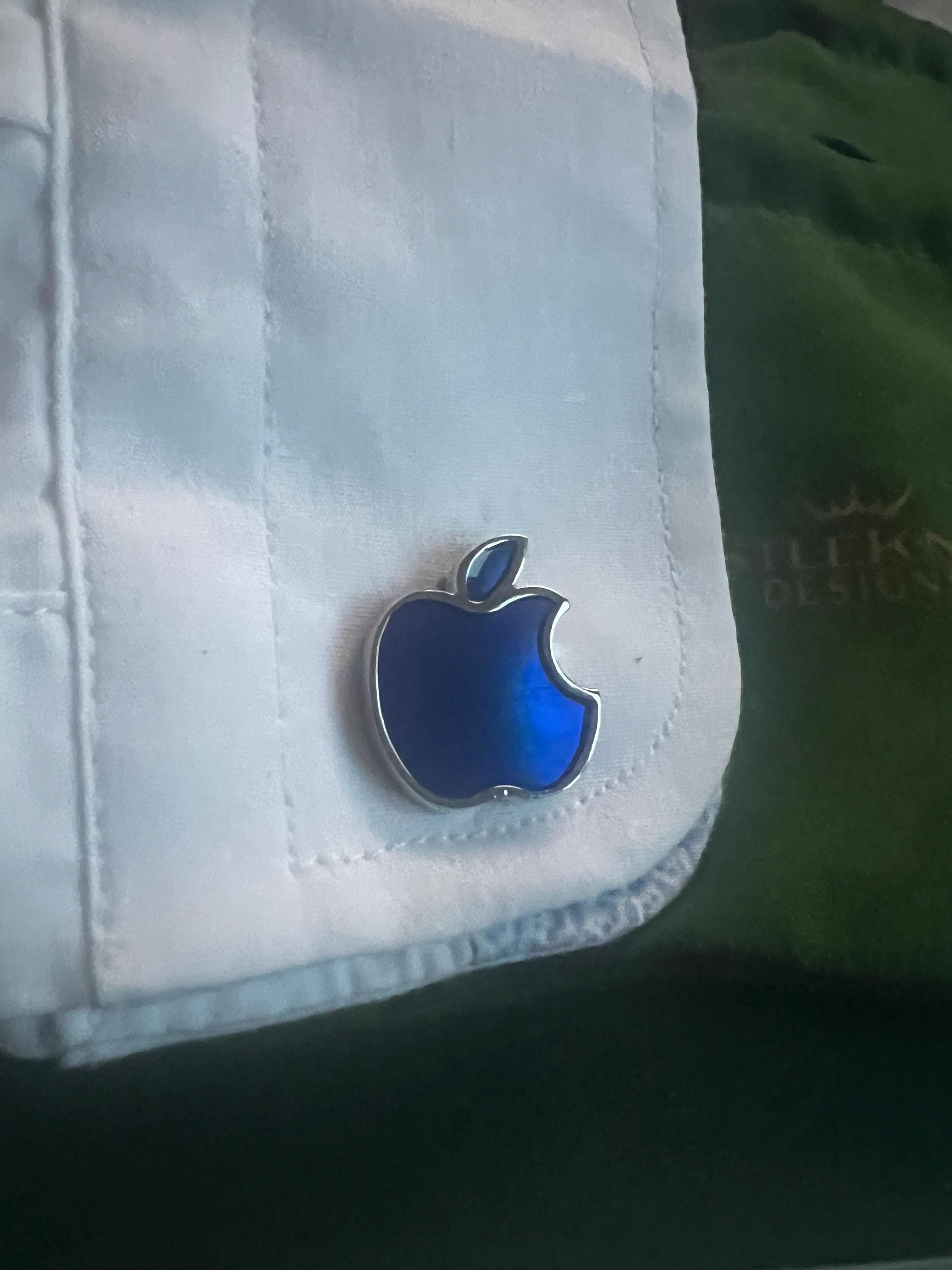 Apple Logo Blue Cufflinks Unique Nerdy Gift For him Wedding Cufflinks for Computer Lover Gifts for Him Geeky Tech Present for Boyfriend