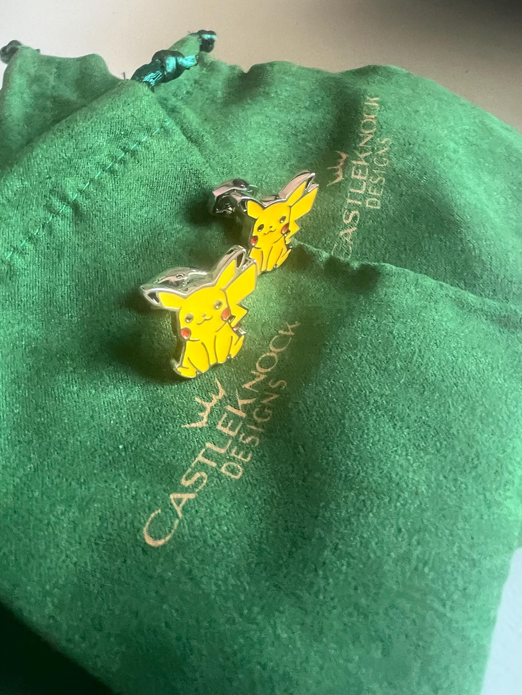 Pokemon Pikachu Cufflinks Handcrafted Geeky Accessories Unique Gift for Gamers Fun Wedding Jewelry Perfect for Pokemon Fans and Collectors