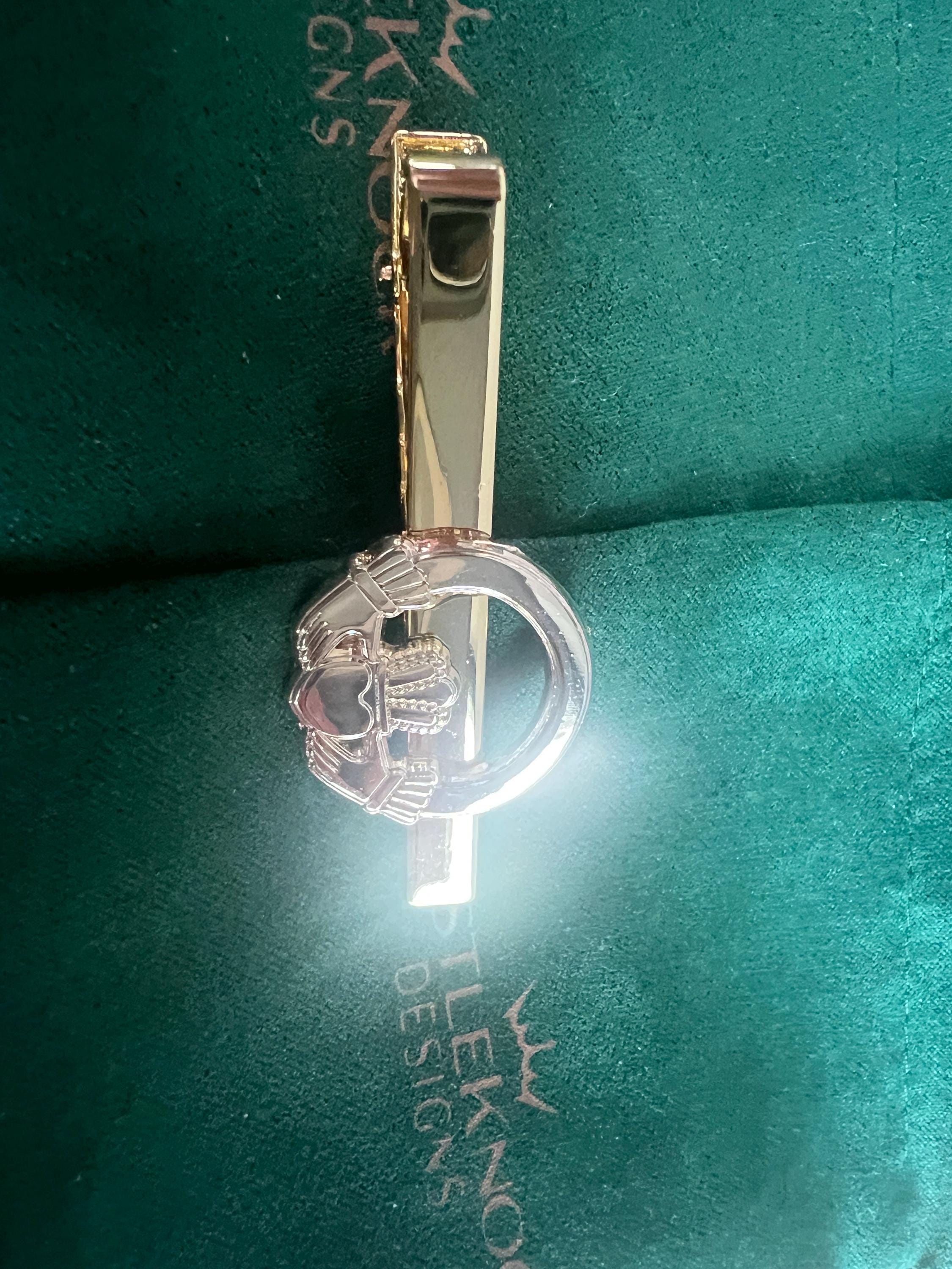 Claddagh Ring Tieclip Gold Irish Jewelry Gift for Him Wedding Anniversary Men's Accessories Classic Irish Heritage Wedding Gift for Groom