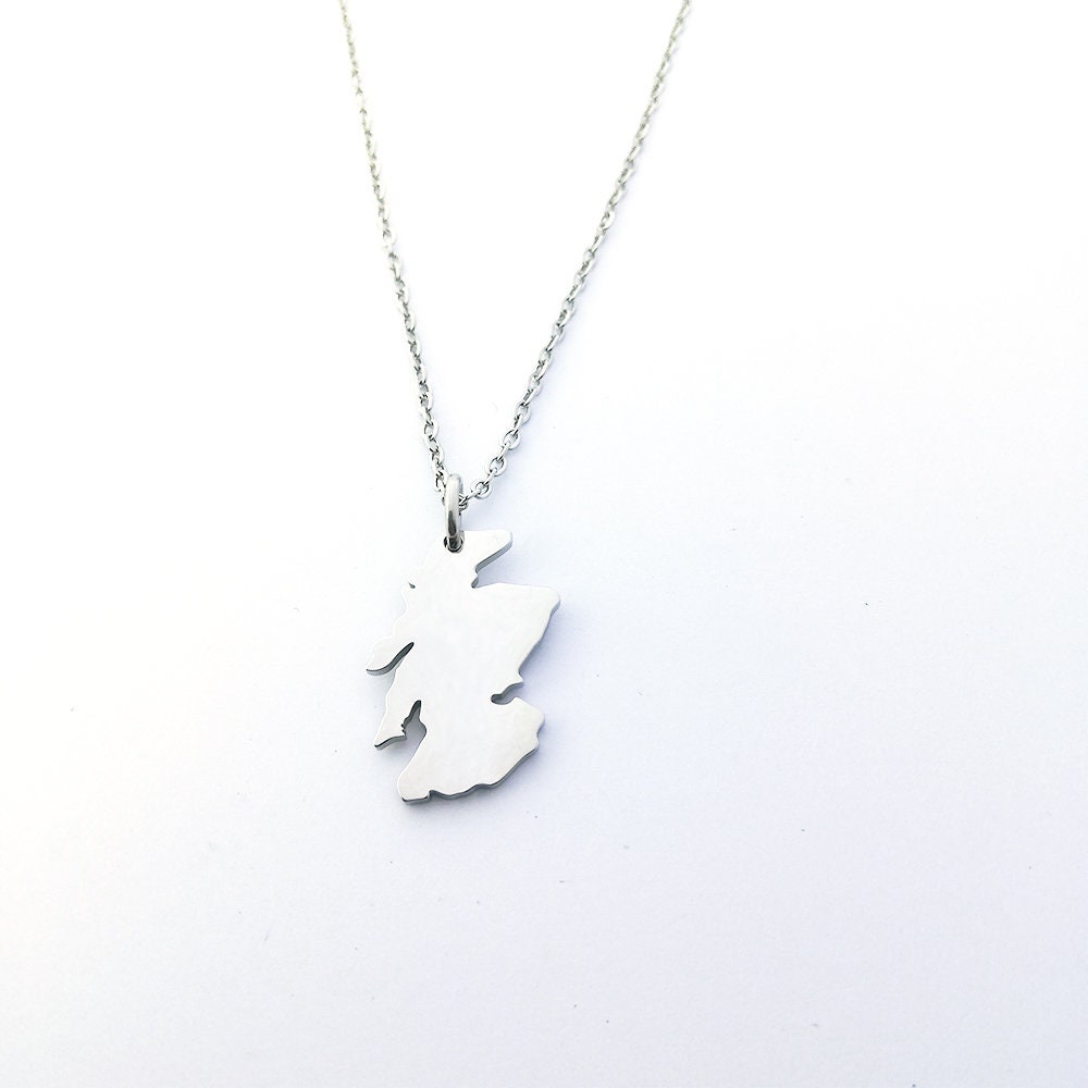 Scottish Map Silver Necklace Scotland Pendant Jewelry Minimalist Silver Scotland Necklace Celtic Scottish Jewelry Travel Gift for Her or Him