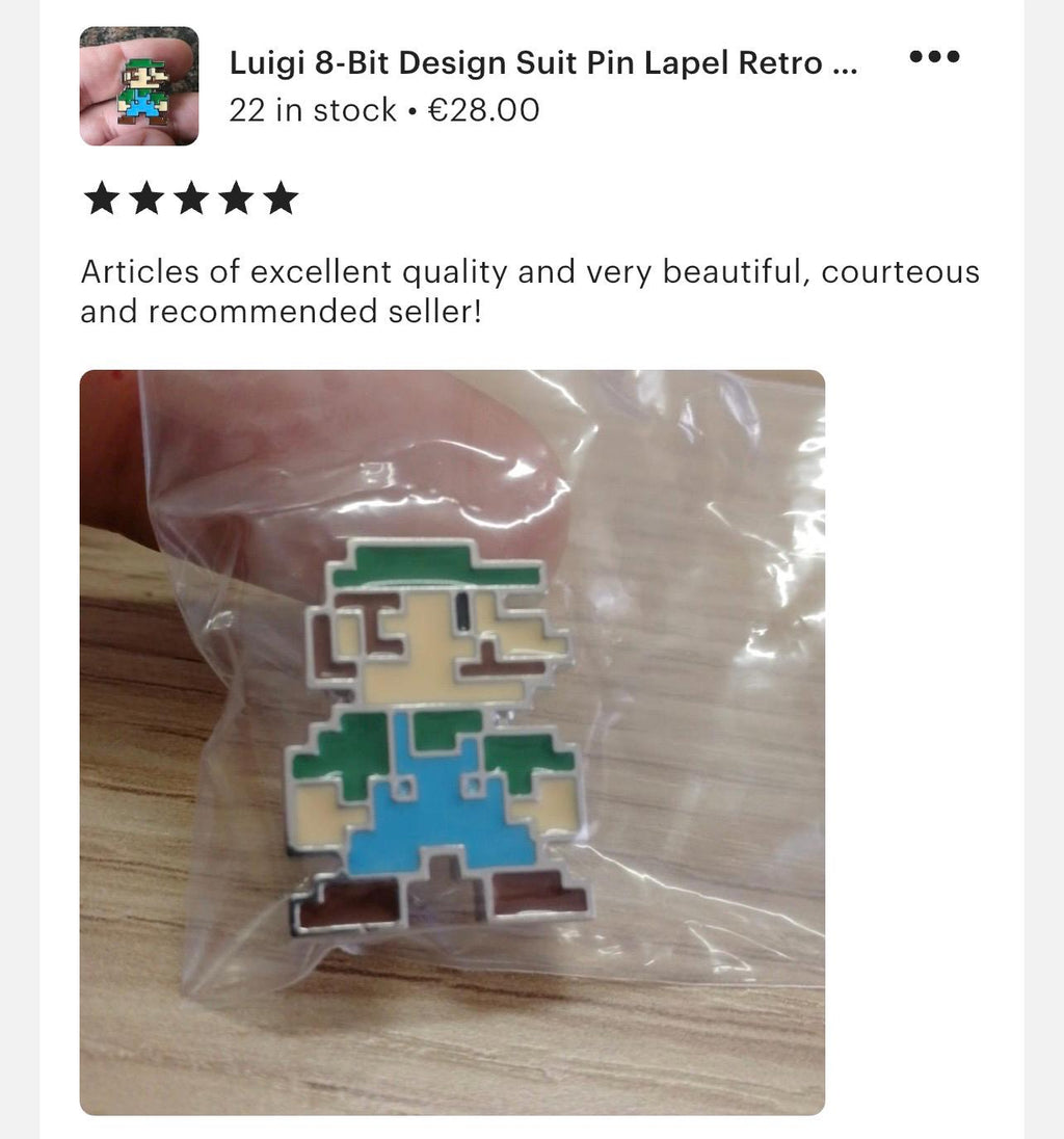 Luigi 8-Bit Design Suit Pin Lapel Retro Gaming Accessory Video Game Fan Jewelry Luigi-Inspired Design Unique Suit Decoration for Fans