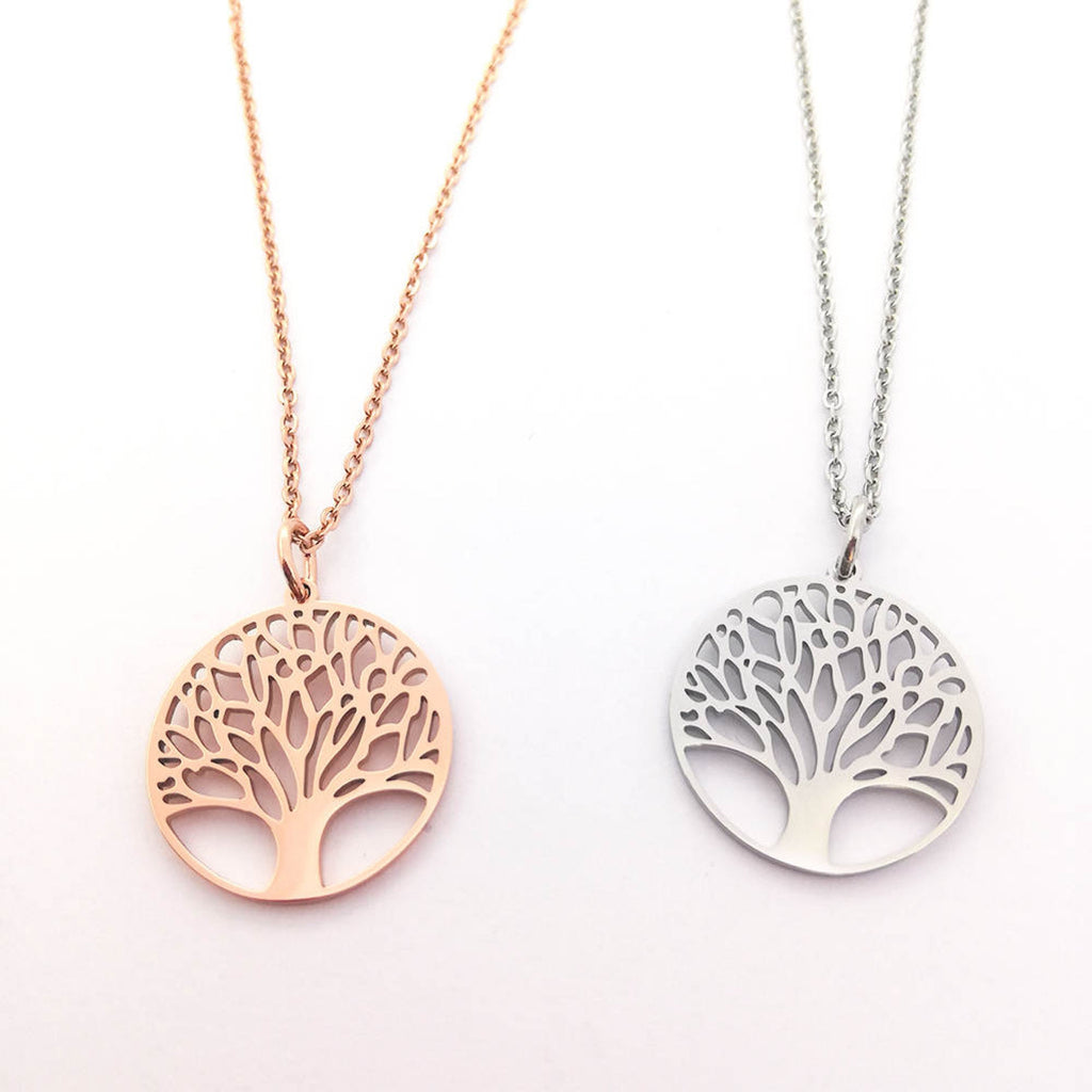 Tree of Life Rose Gold or Silver Plated Necklace Elegant Pendant Jewelry Unique Gift for Nature Lovers Stylish and Meaningful Accessory