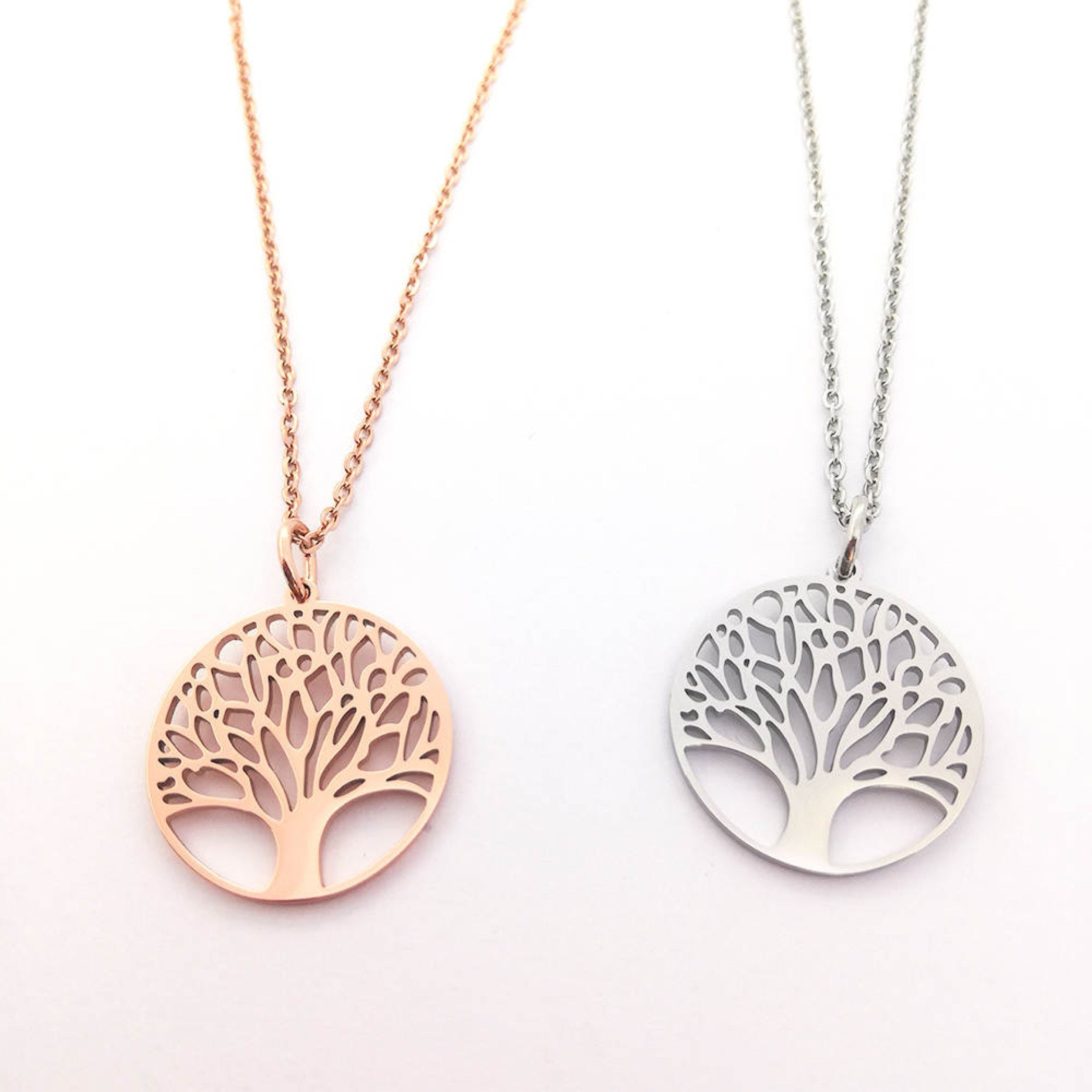 Tree of Life Rose Gold or Silver Plated Necklace Elegant Pendant Jewelry Unique Gift for Nature Lovers Stylish and Meaningful Accessory