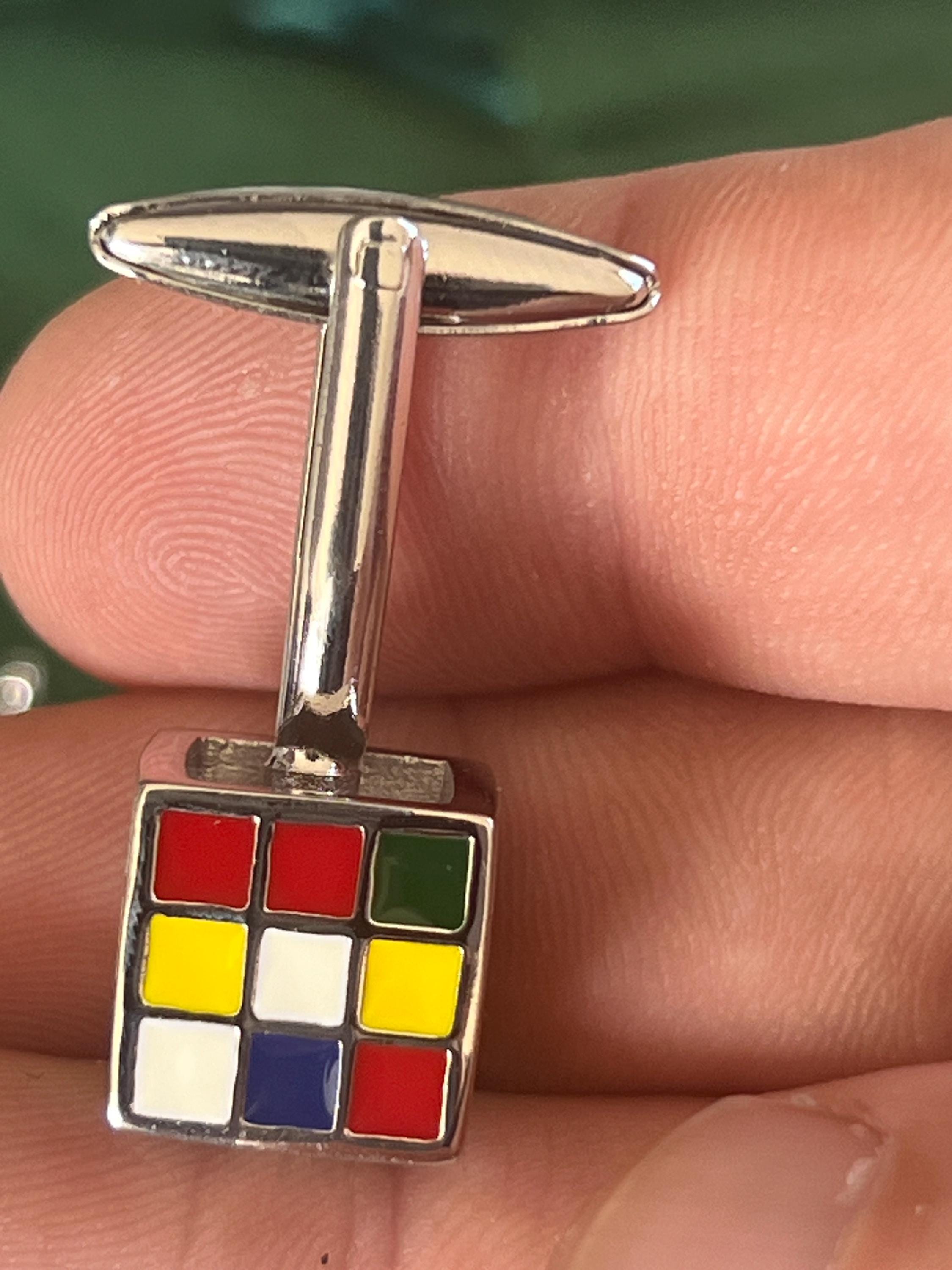 Rubiks Cube Cufflinks Puzzle Inspired Men's Jewelry Unique Gift for Him Geeky Accessories Colorful Rubiks Cube Cufflinks for Puzzle Lovers