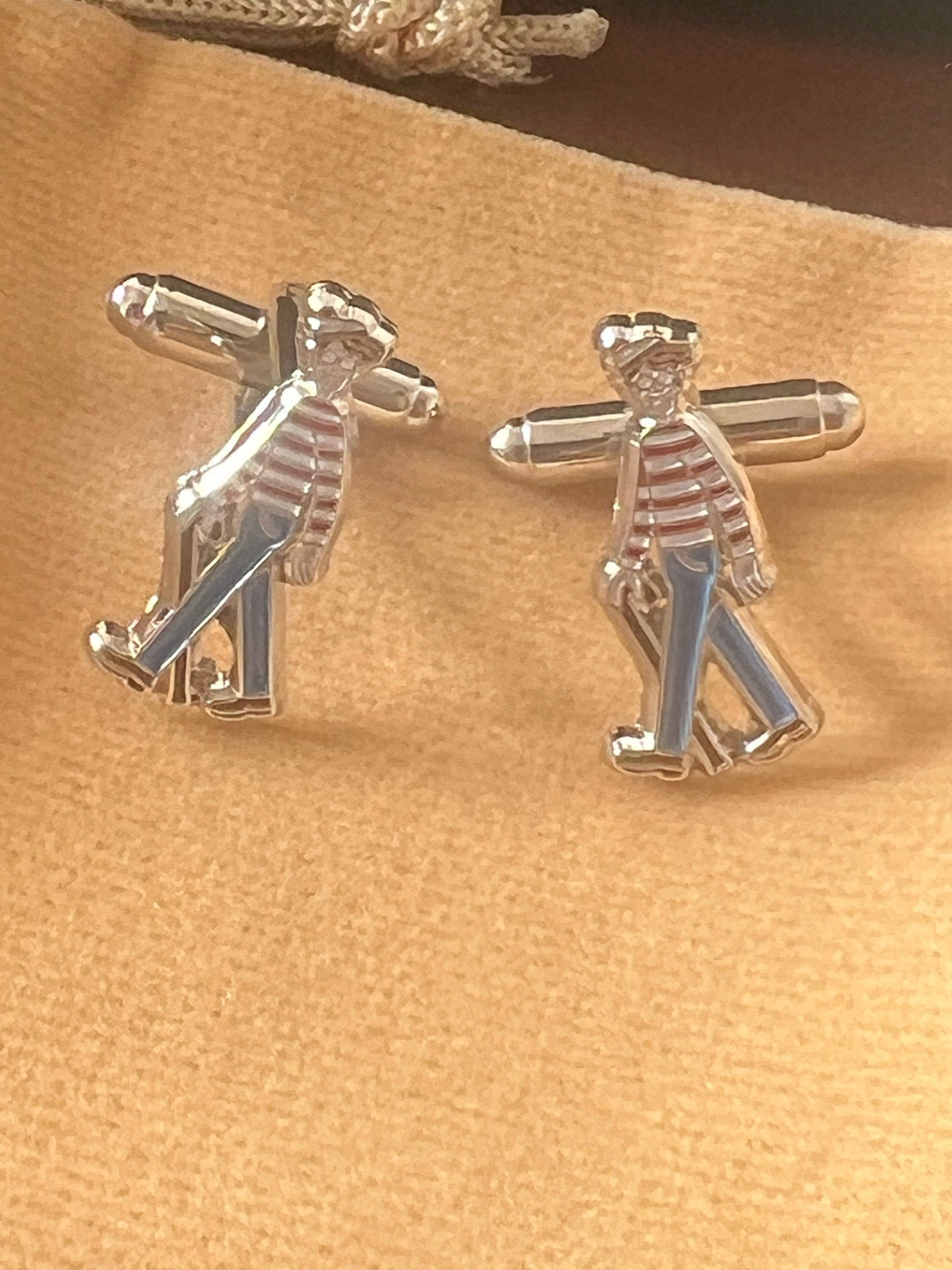 Where's Wally Cufflinks Fun Men's Accessory Wally-Themed Jewelry Unique Gift for Fans Playful Suit Cufflinks Whimsical Style Statement