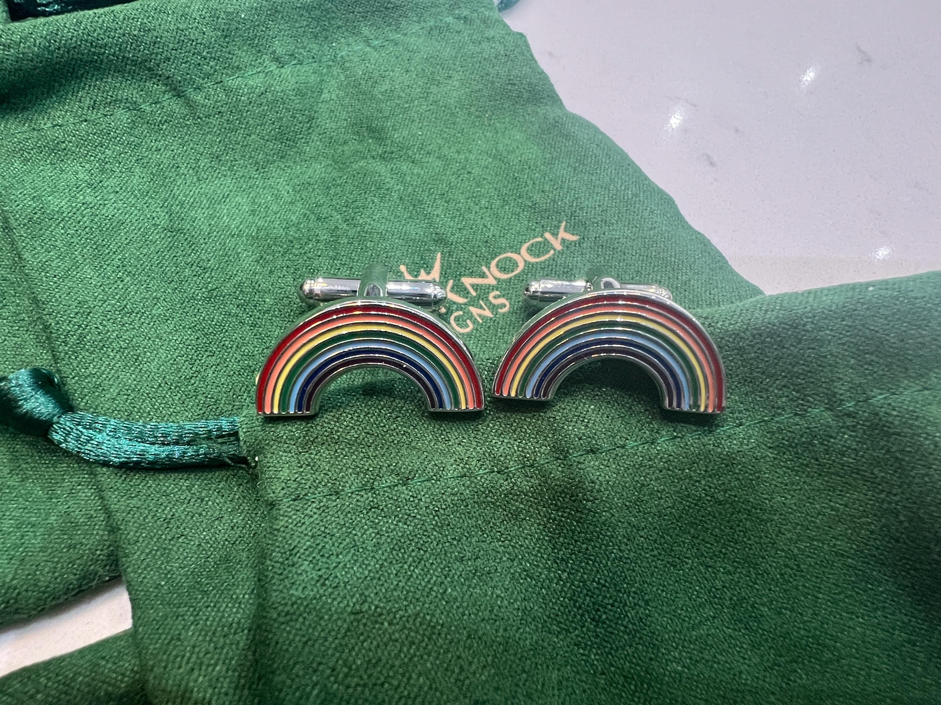 Rainbow Semicircle Cufflinks Colorful Modern Men's Accessory Unique LGBTQ Pride Jewelry Gift for Him Groomsmen Wedding Anniversary Piece