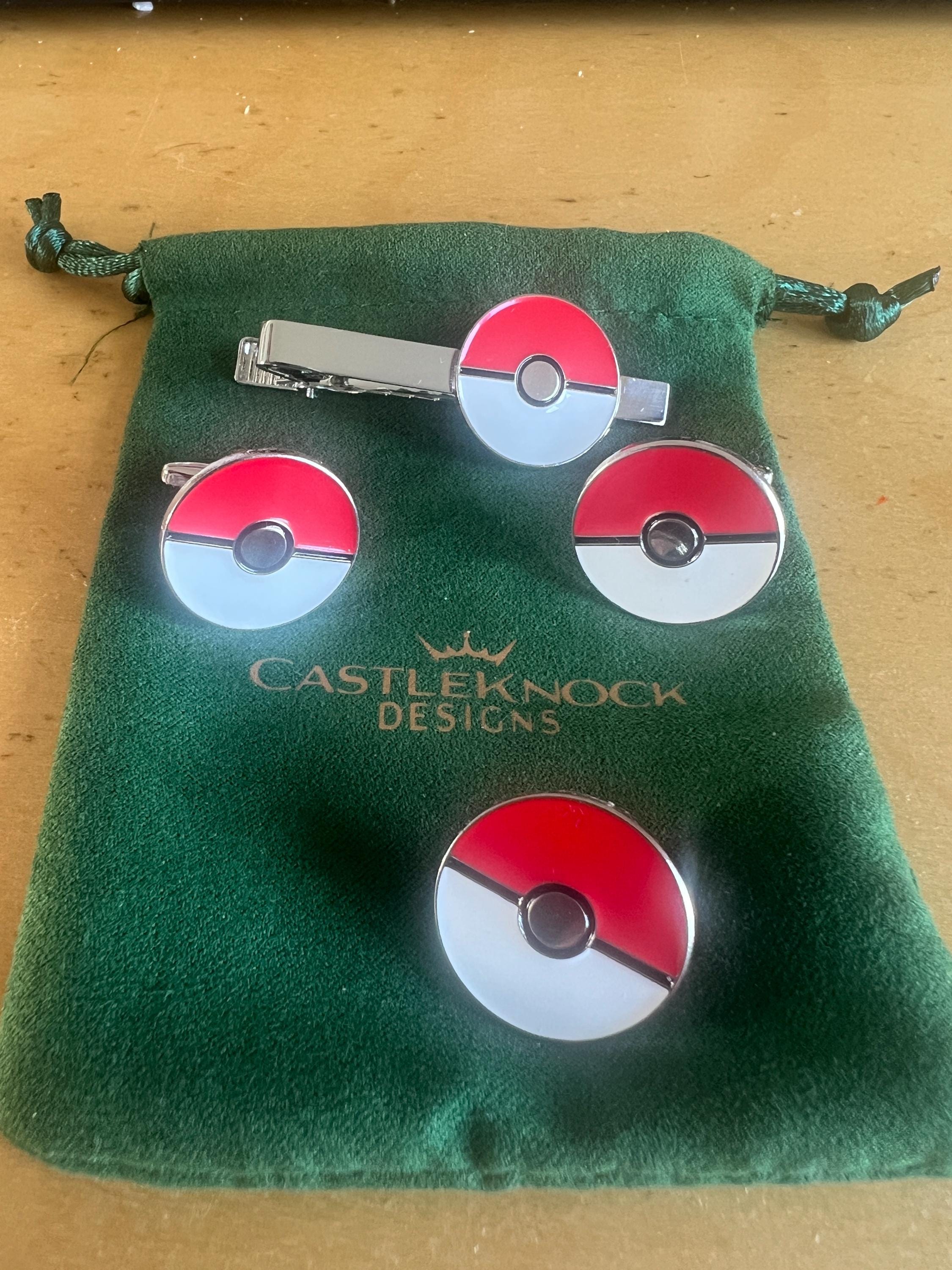 Pokemon Poke Ball Cufflinks Suit Pin Tieclip Set Pokemon Fans Ideal Gift for Special Occasions Collectors and Enthusiasts Perfect for Event