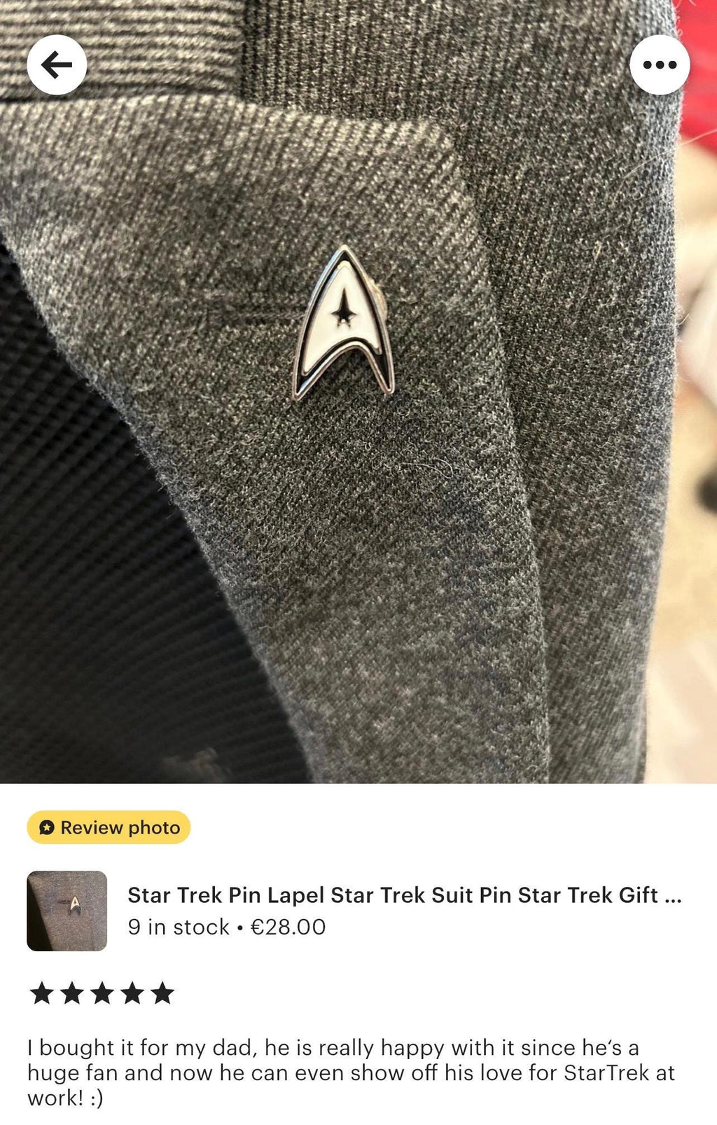Star Trek Pin Lapel Star Trek Suit Pin Star Trek Gift Trekkie Gift Star Fleet Symbol Gift for Nerdy Boyfriend Gift for Star Trek Fan