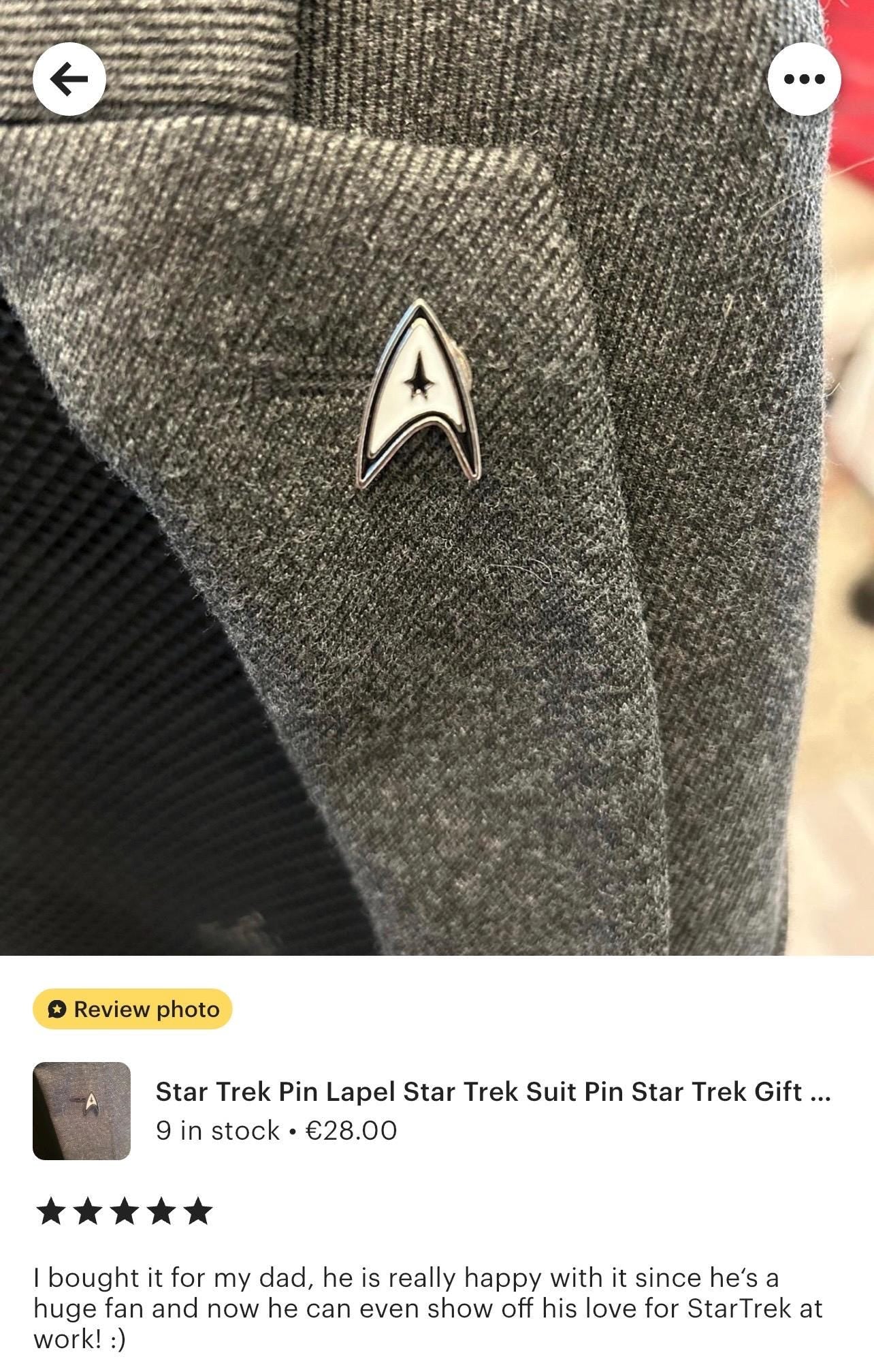 Star Trek Pin Lapel Star Trek Suit Pin Star Trek Gift Trekkie Gift Star Fleet Symbol Gift for Nerdy Boyfriend Gift for Star Trek Fan
