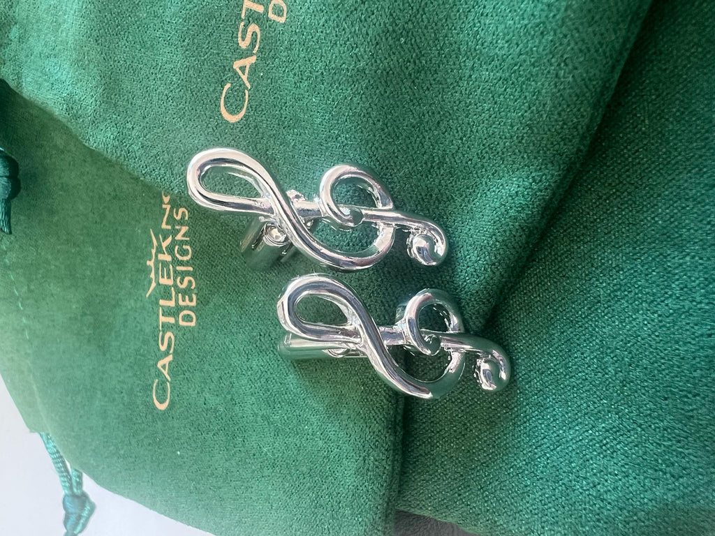 Music Symbol Cufflinks Silver Musical Note Accessories Musicians Handmade Gift Stylish Music-Themed Cufflinks Perfect for Music Lovers