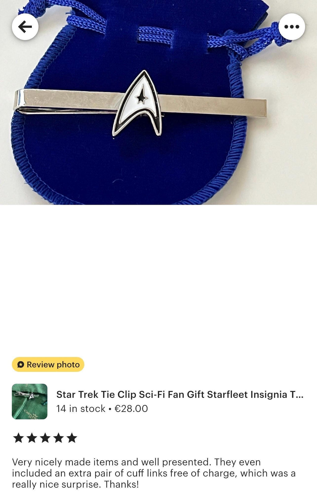 Star Trek Tie Clip Sci-Fi Fan Gift Starfleet Insignia Tie Bar Geeky Men's Accessory Trekkie Gift Starship Enterprise Inspired Tie Clip