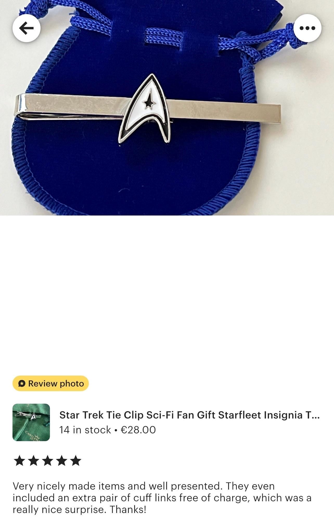 Star Trek Tie Clip Sci-Fi Fan Gift Starfleet Insignia Tie Bar Geeky Men's Accessory Trekkie Gift Starship Enterprise Inspired Tie Clip