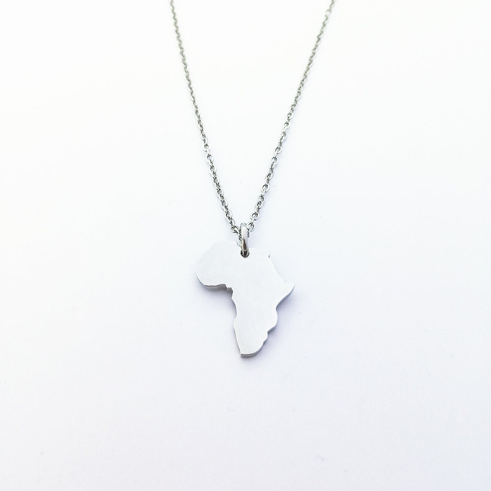 Africa Map Silver Necklace African Continent Pendant Jewelry Minimalist Silver Africa Necklace Ethnic African Necklace Travel Gift for Her