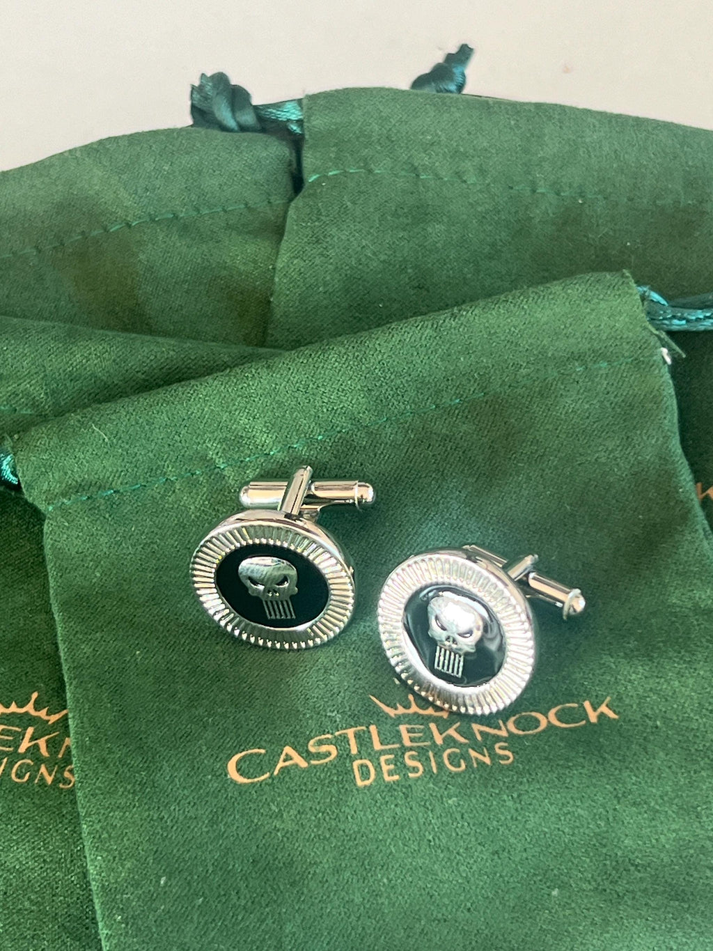 The Punisher Cufflinks Marvel Comics Accessory Unique Men's Jewelry Superhero-Themed Cufflinks Gift for Marvel Fans Edgy Style Statement