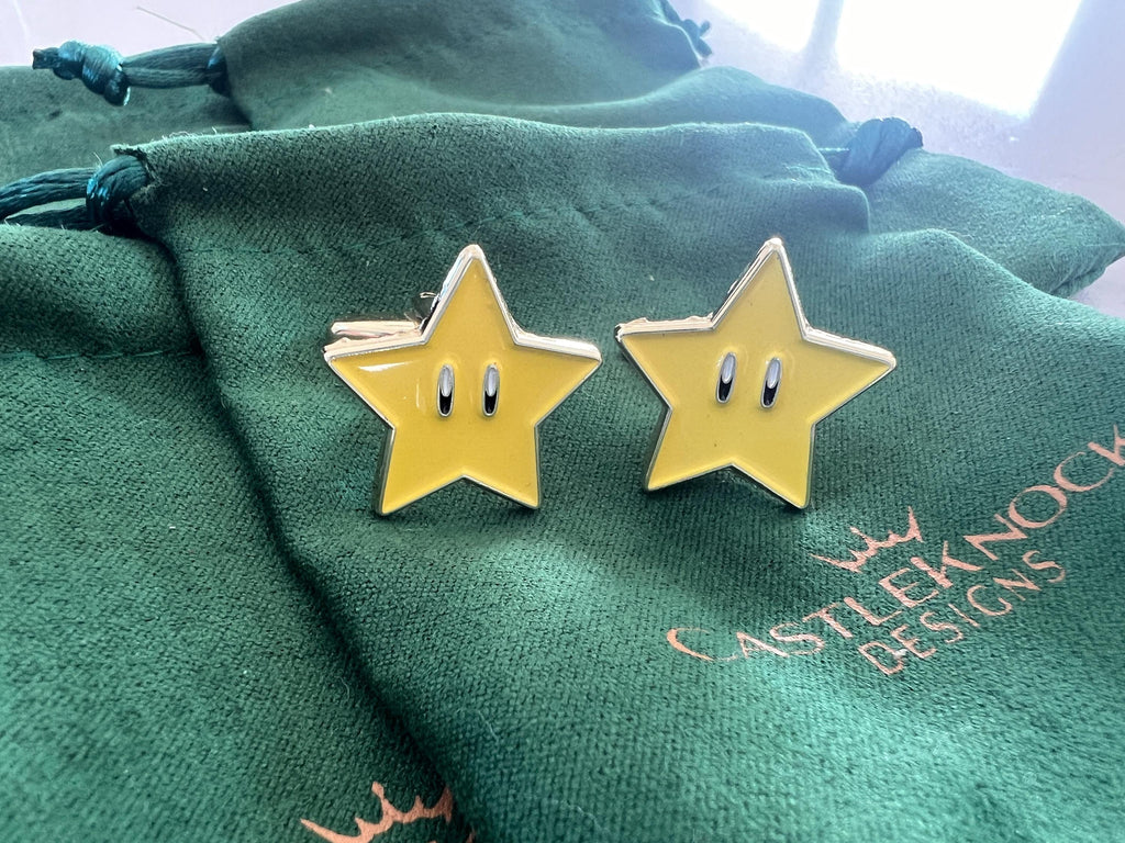 Super Star Mario Series Tie Clip Suit Pin and Cufflinks fun gaming-inspired accessories perfect gift for gamer weddings special occasions