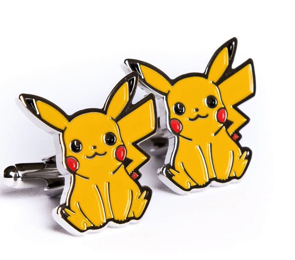 Pokemon Pikachu Cufflinks Handcrafted Geeky Accessories Unique Gift for Gamers Fun Wedding Jewelry Perfect for Pokemon Fans and Collectors