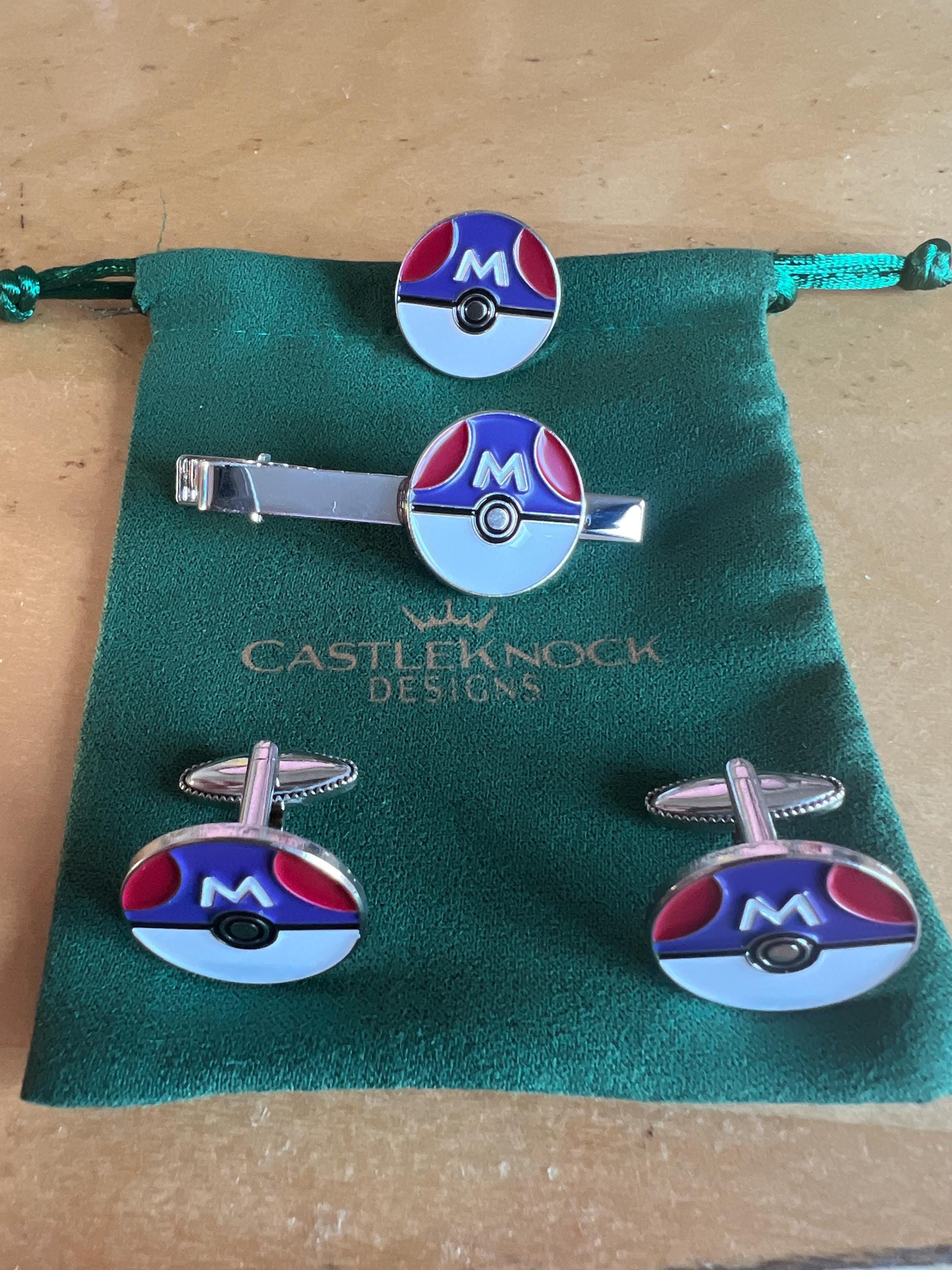 Pokemon Master Ball Cufflinks Suit Pin Tieclip Set Pokemon Fans Ideal Gift for Special Occasions Collectors and Enthusiasts Perfect Event