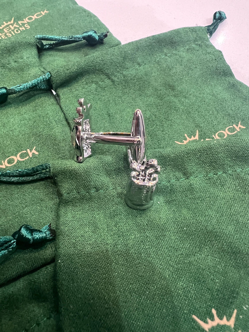 Golf Bag Cufflinks Silver Mens Accessory Unique Gift for Golfer Groomsmen Wedding Fathers Day Birthday Sports Lover Jewelry Golf Enthusiast