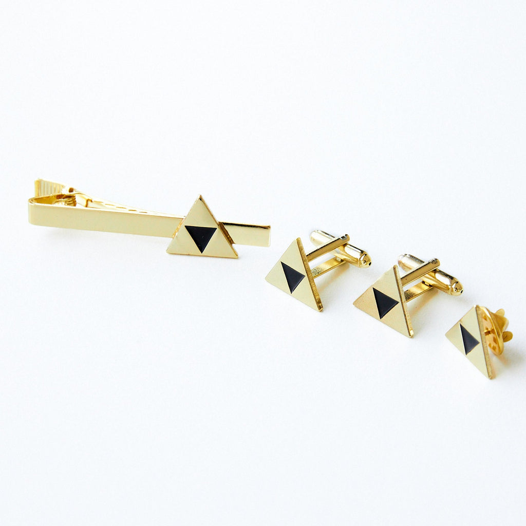 Legend of Zelda Cufflinks Tie Clip Suit Pin Set Handcrafted Gaming Accessories Unique Gift for Fans Geeky Wedding Jewelry Zelda