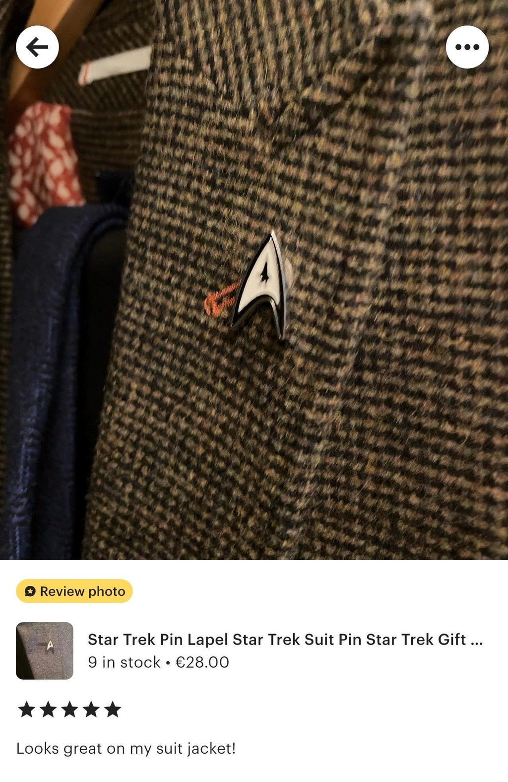 Star Trek Pin Lapel Star Trek Suit Pin Star Trek Gift Trekkie Gift Star Fleet Symbol Gift for Nerdy Boyfriend Gift for Star Trek Fan