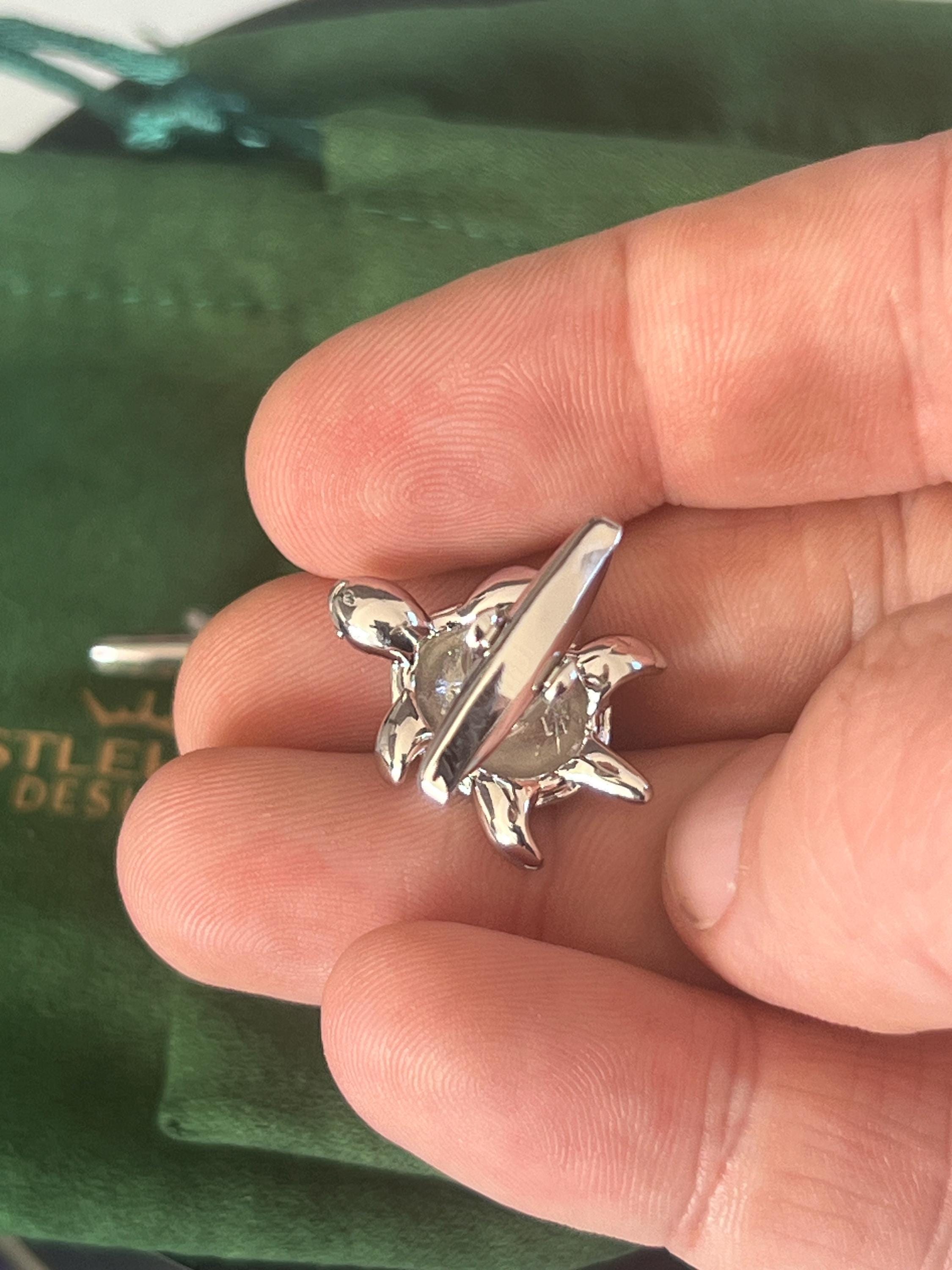 Green and Silver Enamel Turtle Cufflinks Marine Inspired Men's Jewelry Unique Gift for Him Turtle Lover Accessories Sea Creature Cufflinks