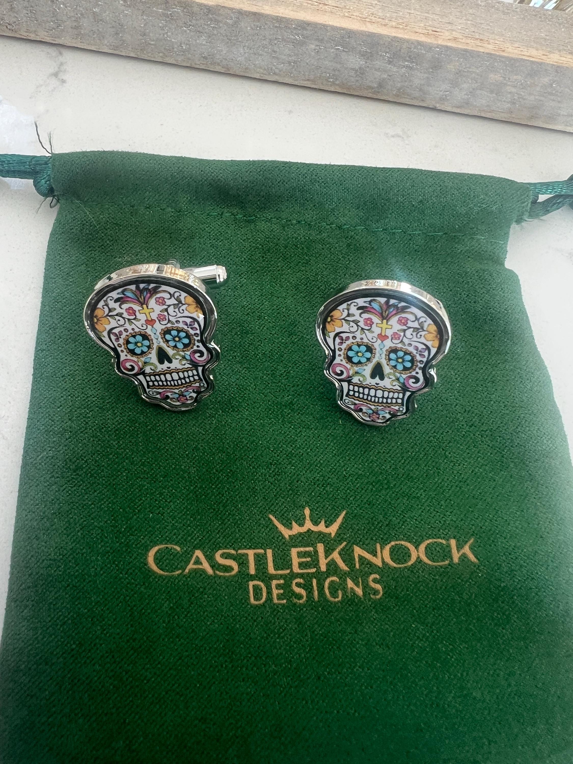 Day of the Dead Cufflinks Sugar Skull Inspired Men's Jewelry Mexican Holiday Accessories Unique Gift for Him Dia de los Muertos Cufflinks