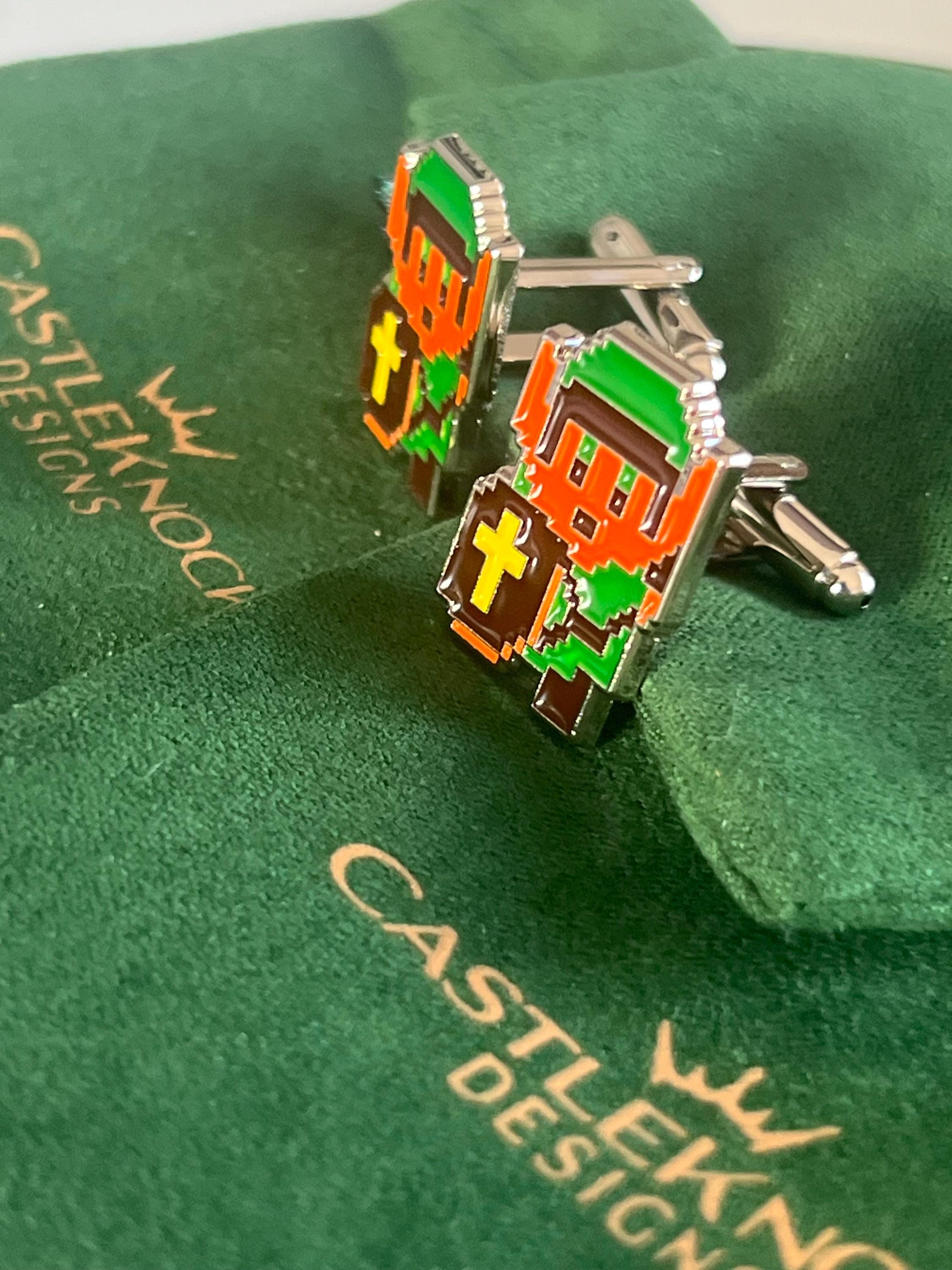 Legend of Zelda 8-Bit Cufflinks Retro Gaming Accessory Video Game Fan Jewelry Zelda-Inspired Design Unique Men's Cufflinks Gift for Gamers