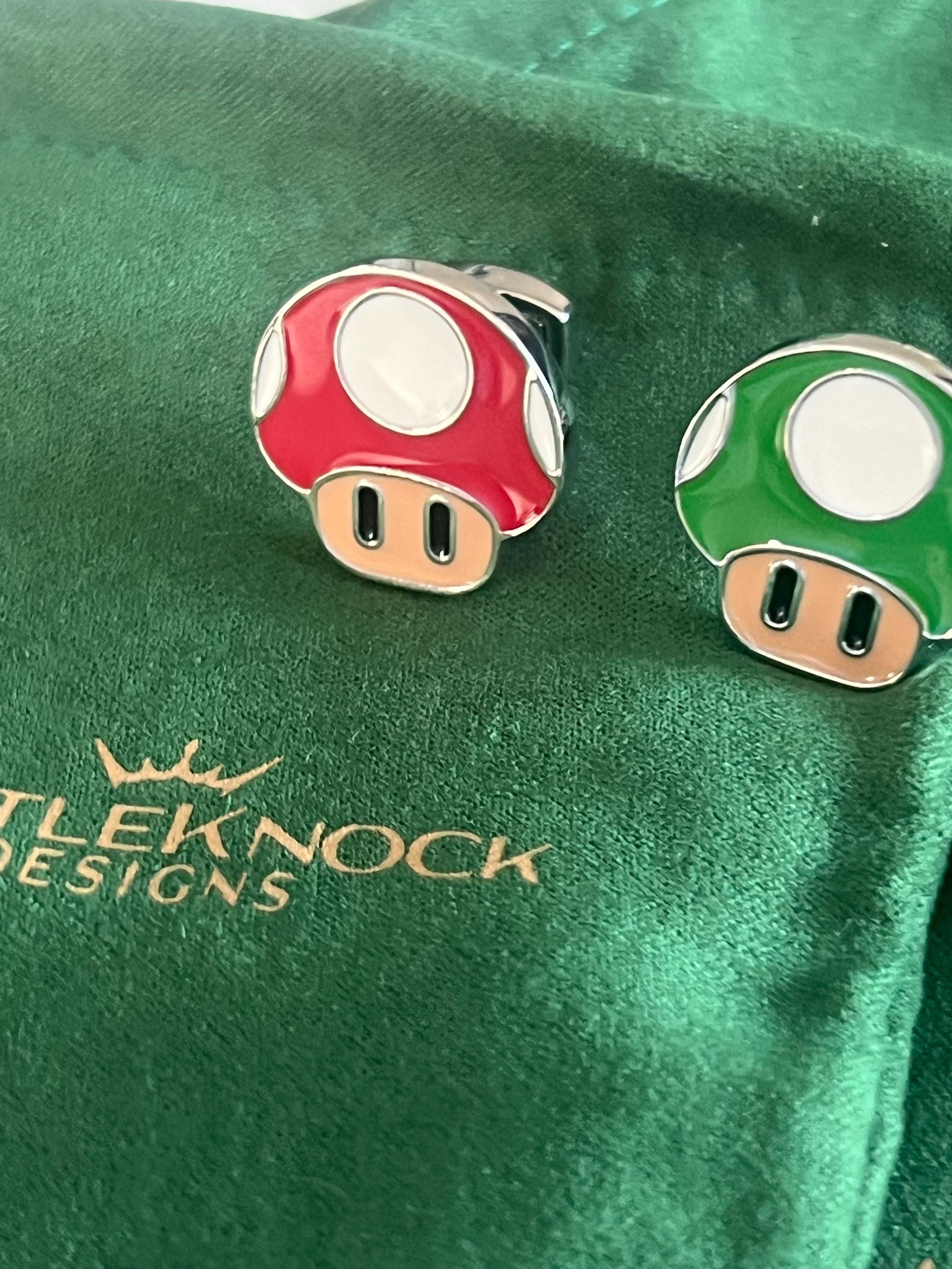Mushroom Power-Up and Extra Life Mario Cufflinks Retro Gaming Accessories Handcrafted Unique Gift Gamers Geeky Wedding Jewelry for Mario Fan