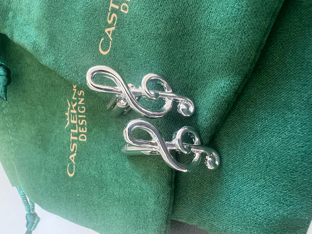 Music Symbol Cufflinks Silver Musical Note Accessories Musicians Handmade Gift Stylish Music-Themed Cufflinks Perfect for Music Lovers
