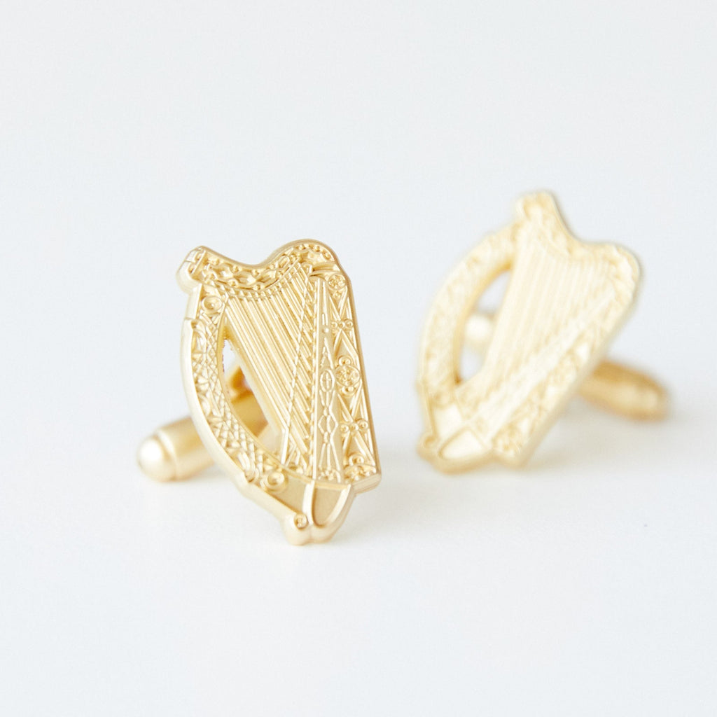 Elegant Irish Harp Cufflinks Exquisite Celtic Design Perfect for Weddings Irish Heritage Gifts and Formal Events Timeless Sophistication