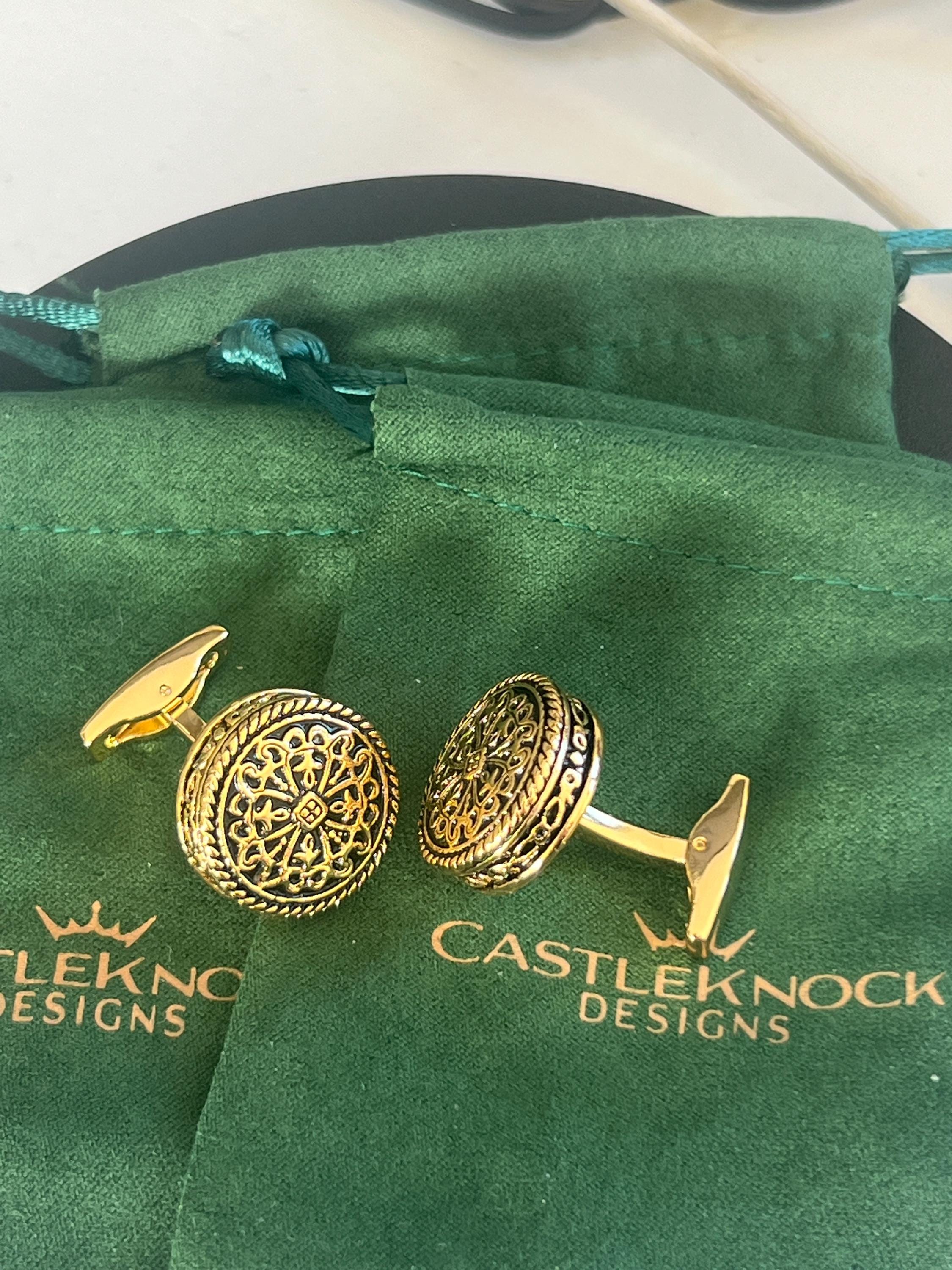 Gold Caesar Carved Design Cufflinks Roman Inspired Men's Jewelry Elegant Accessories Unique Gift for Him Gold Caesar Cufflinks