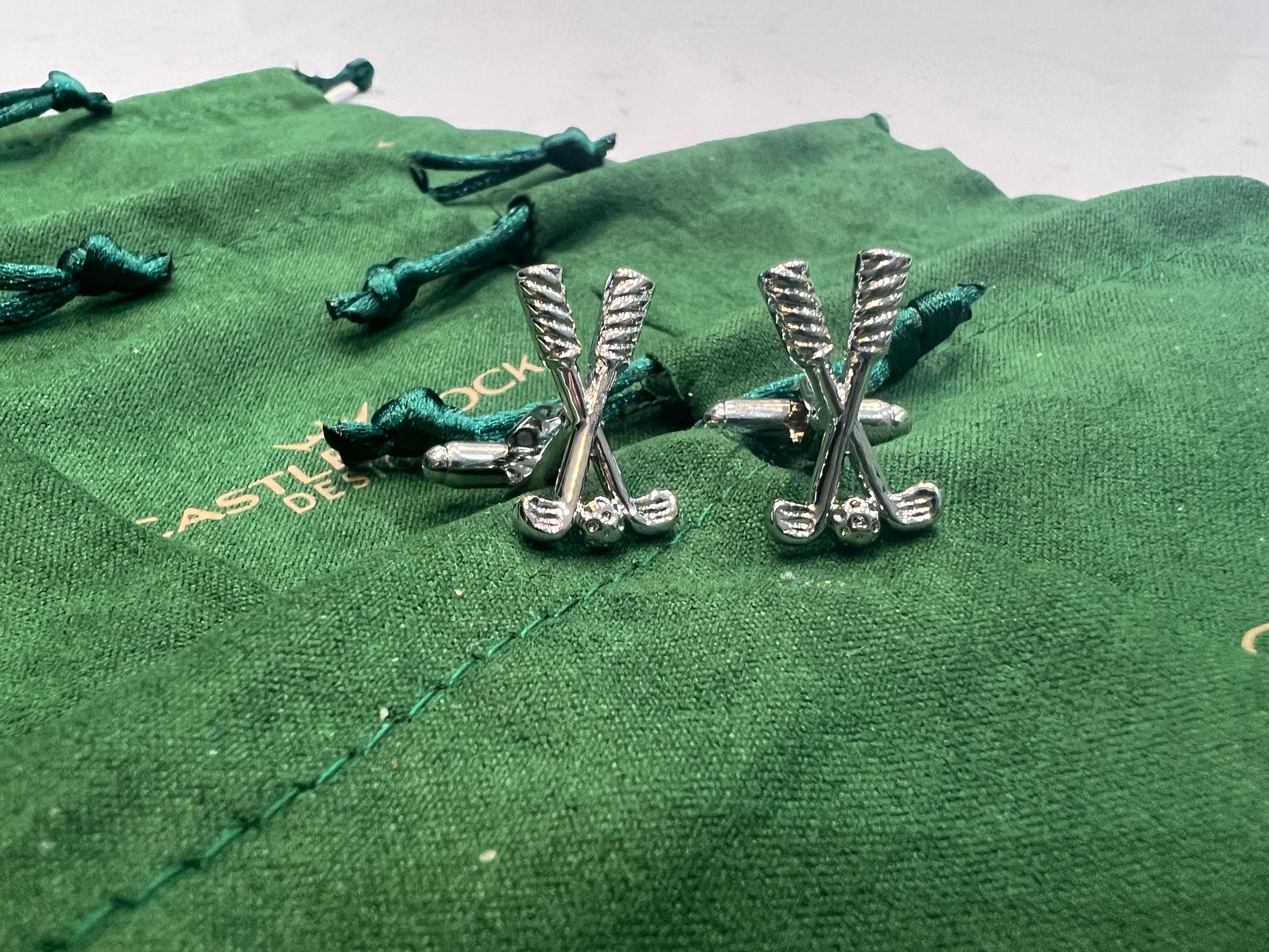 Golf Clubs Cufflinks Handcrafted Golfer Accessories Unique Gift for Him Elegant Formal Wear Jewelry Perfect for Golf Lovers and Enthusiasts