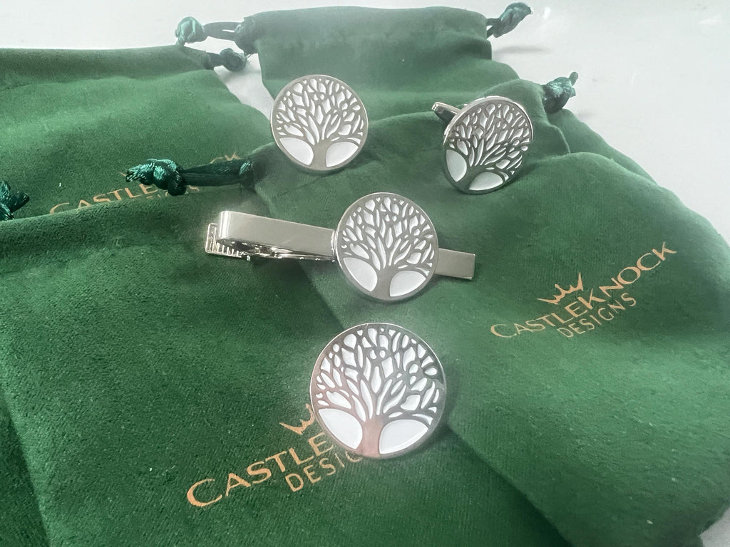 Tree of Life Cufflinks Suit Pin Tie Clip Set nature-inspired accessories perfect gift for weddings formal events and special occasions