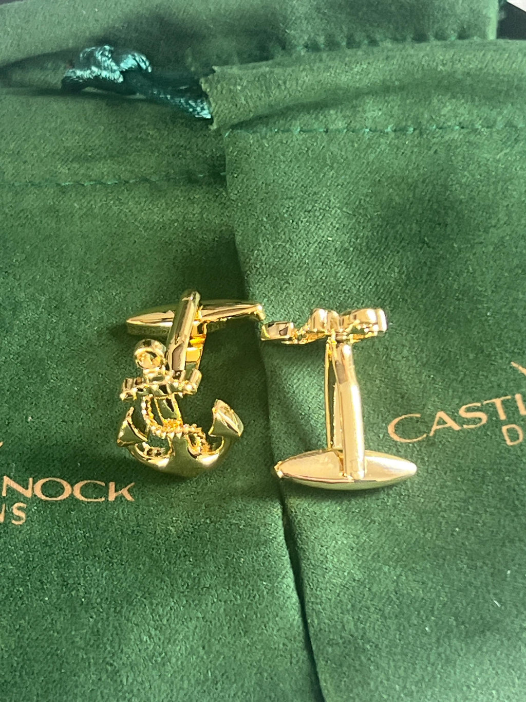 Gold Anchor Cufflinks Nautical Inspired Men's Jewelry Maritime Accessories Unique for Him Sailing Enthusiast Cufflinks Perfect for Boaters