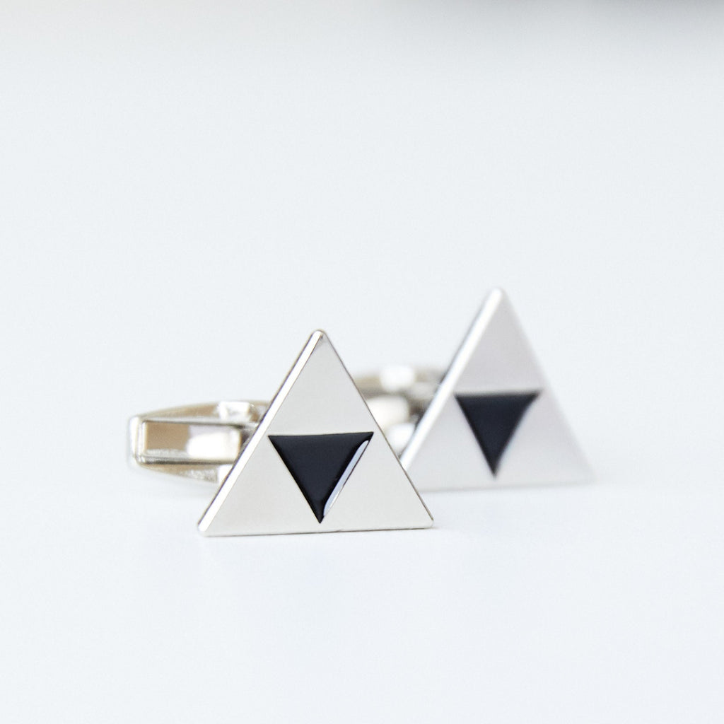 Legend of Zelda Triforce Cufflinks Silver Plated Stylish Accessory for Fans Ideal Gift Gamers and Collectors Perfect for Special Occasions