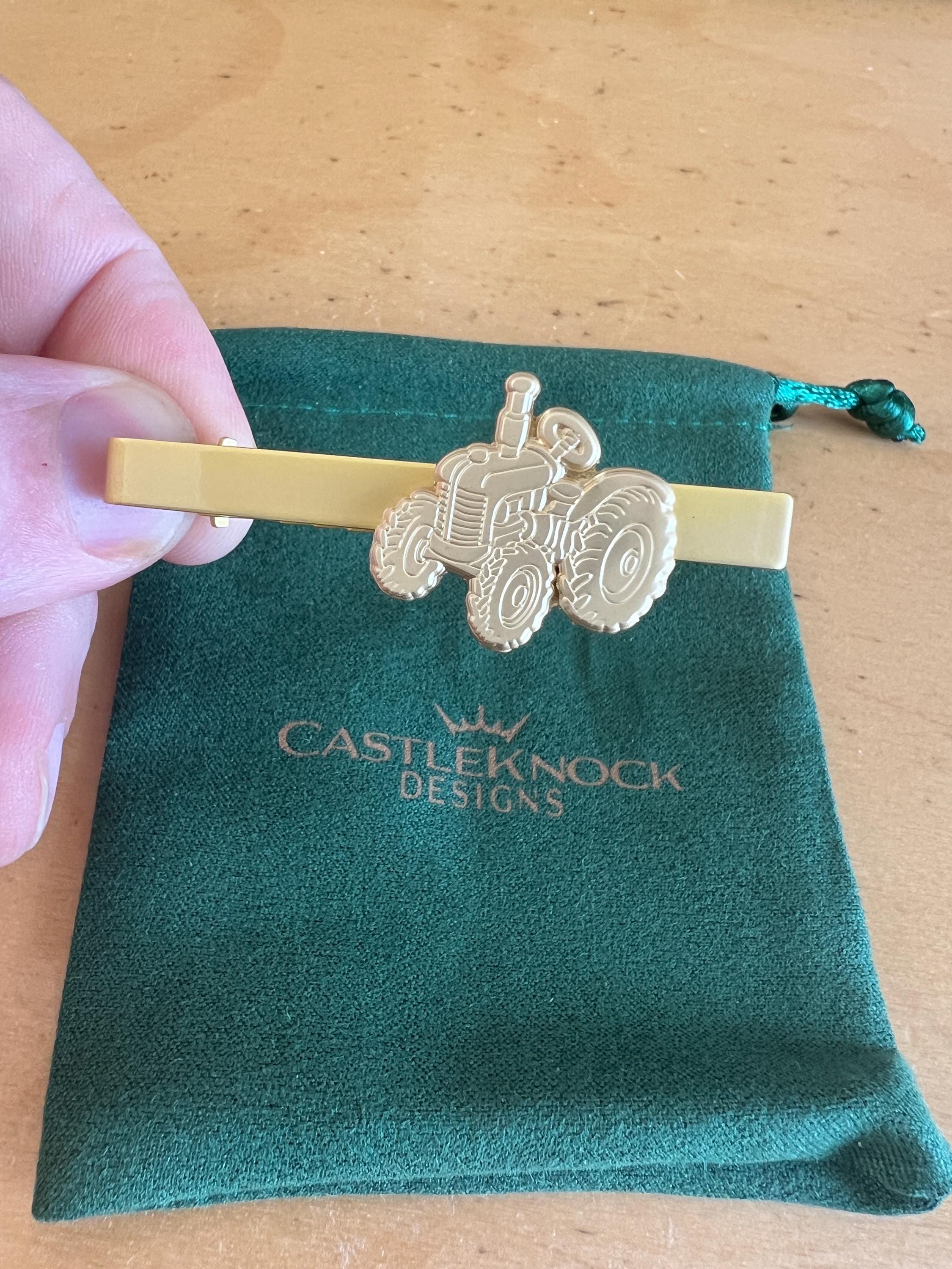 Vintage Gold Tractor Tieclip Machinery Jewelery for Men Retro Agricultural Gift Unique Farmer Accessories Irish Farmer Gift