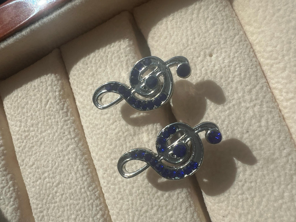 Blue Music Symbol Cufflinks Unique Musical Note Accessories Musicians Handmade Gift Stylish Music-Themed Cufflinks Perfect for Music Lovers