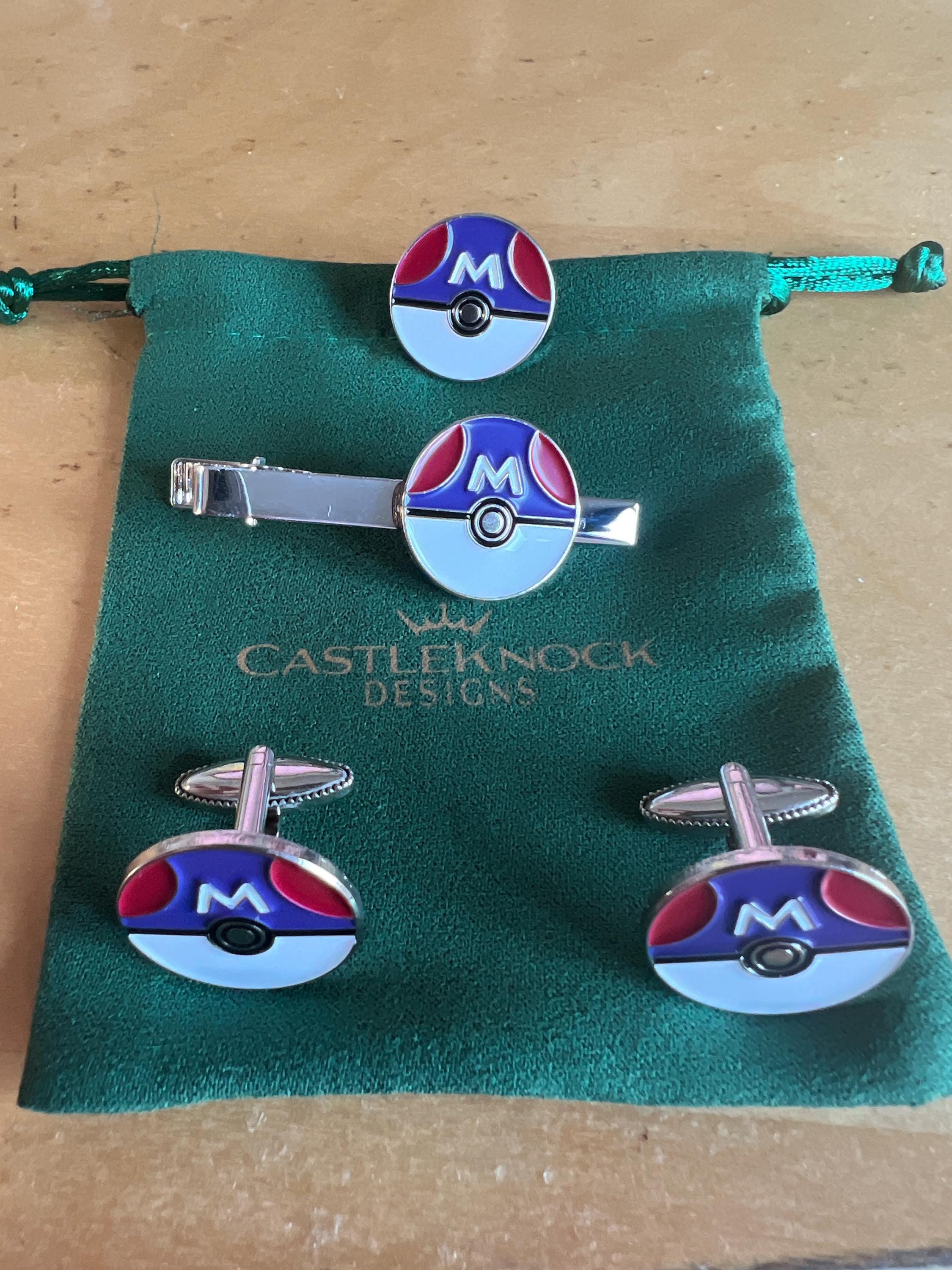 Pokemon Master Ball Cufflinks Suit Pin Tieclip Set Pokemon Fans Ideal Gift for Special Occasions Collectors and Enthusiasts Perfect Event